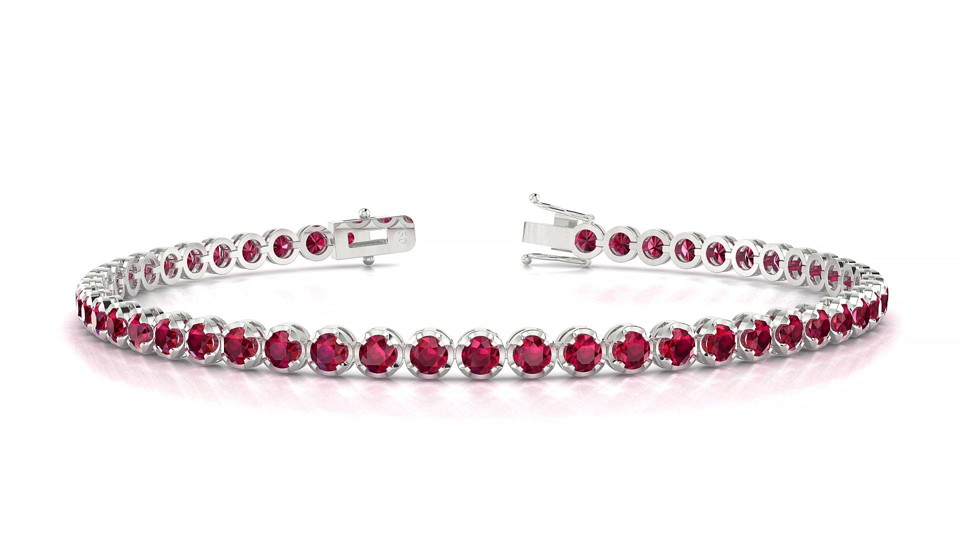 Bengal | 18k White Gold 2.5 mm Round Natural Ruby Tennis Bracelet