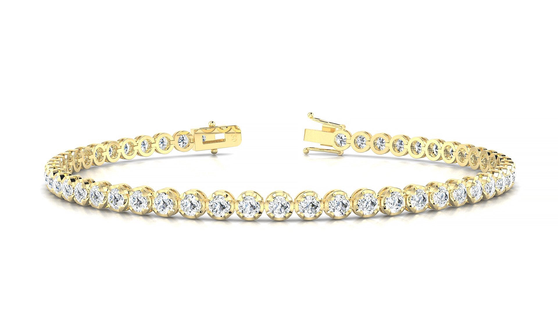 Bengal | 18k Yellow Gold 2.5 mm Round Natural Diamond Tennis Bracelet
