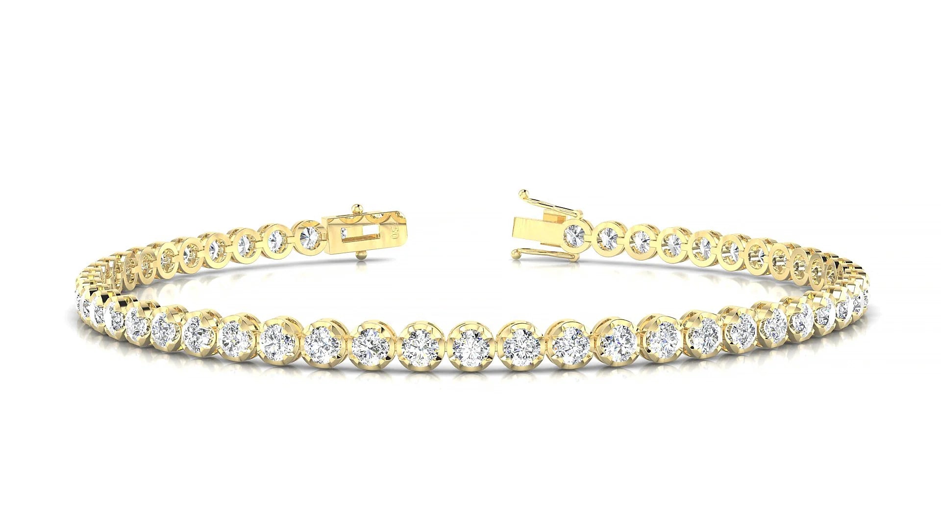 Bengal | 18k Yellow Gold 2.5 mm Round Lab-Grown Diamond 18 cm Tennis Bracelet