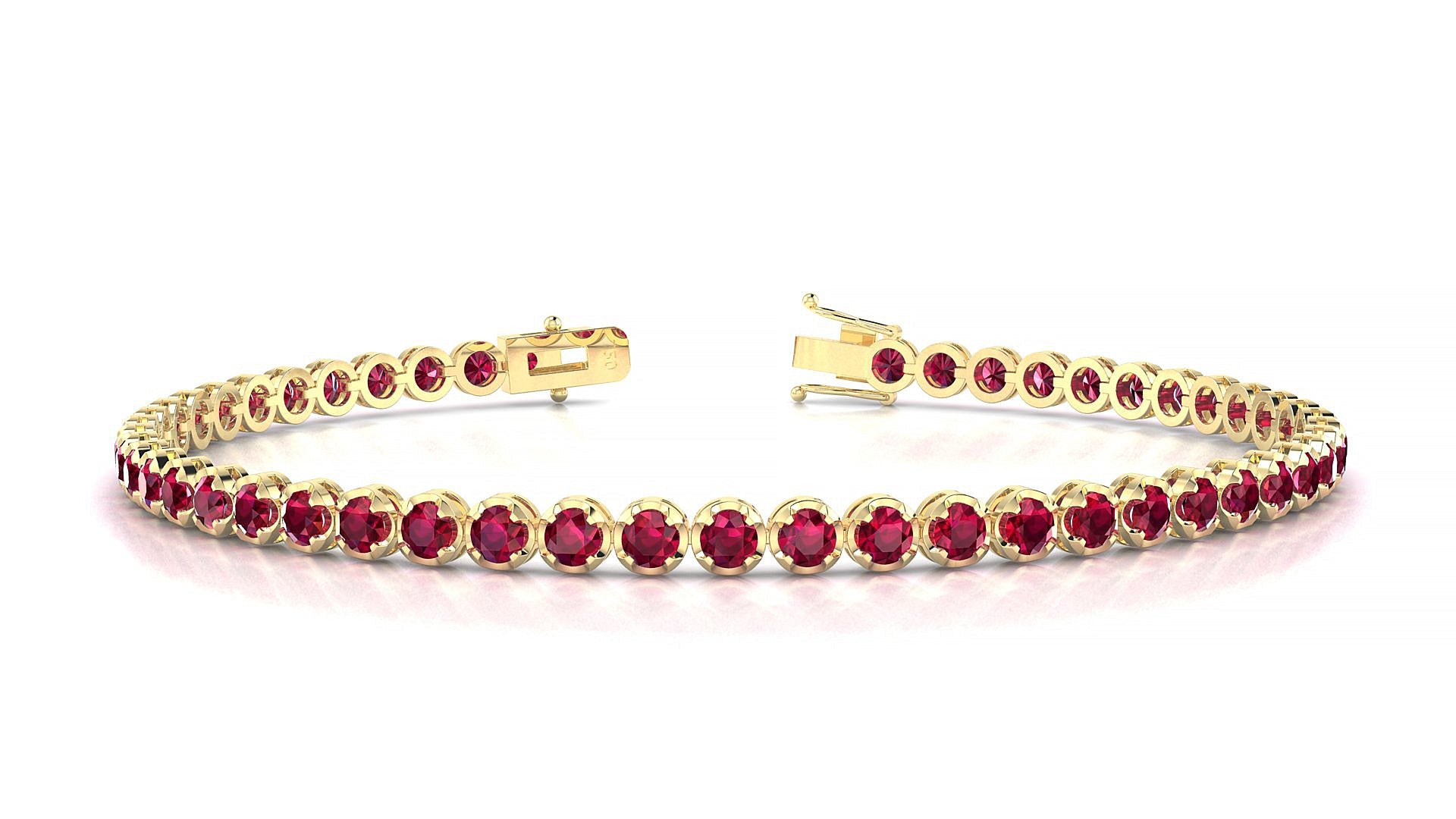 Bengal | 18k Yellow Gold 2.5 mm Round Natural Ruby Tennis Bracelet