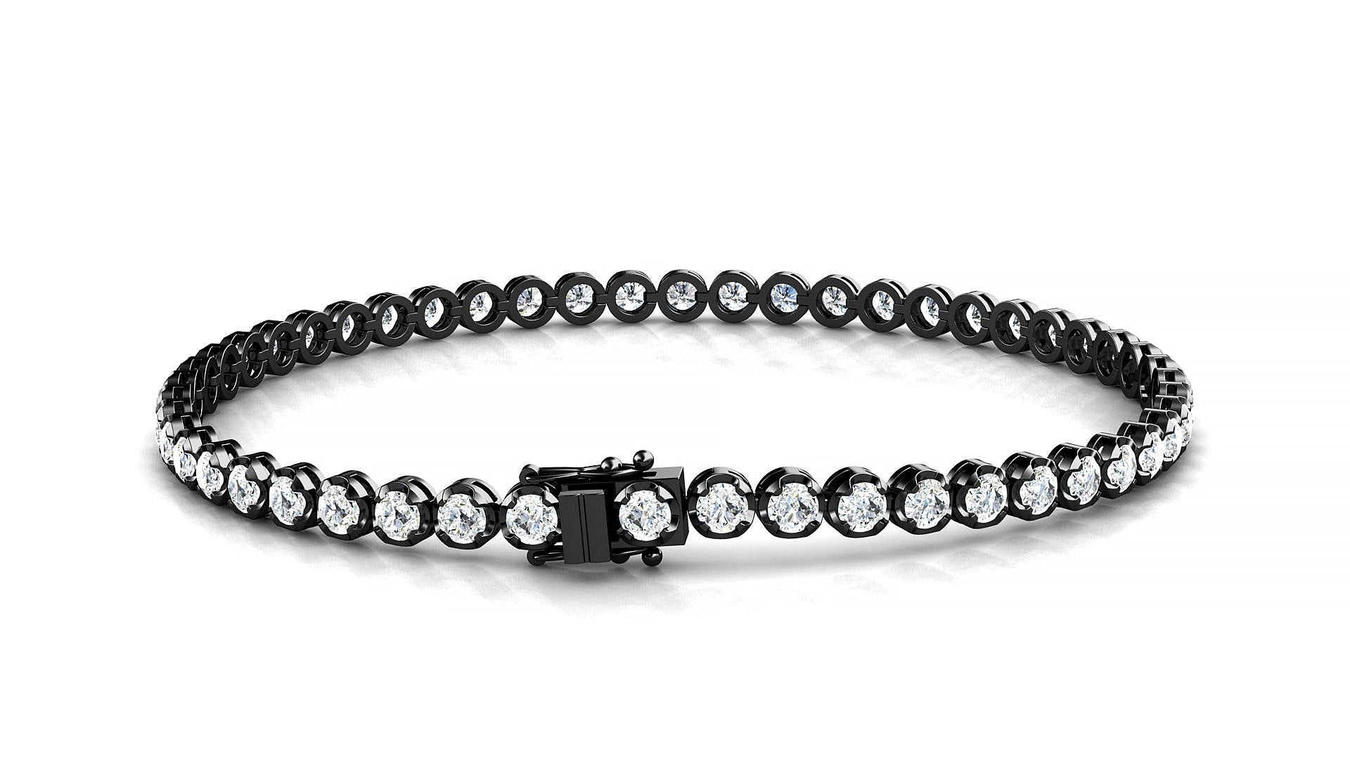 Bengal | 18k Black Gold 2.5 mm Round Natural Diamond Tennis Bracelet