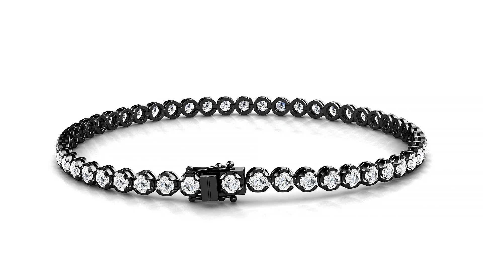 Bengal | 18k Black Gold 2.5 mm Round Lab-Grown Diamond 18 cm Tennis Bracelet