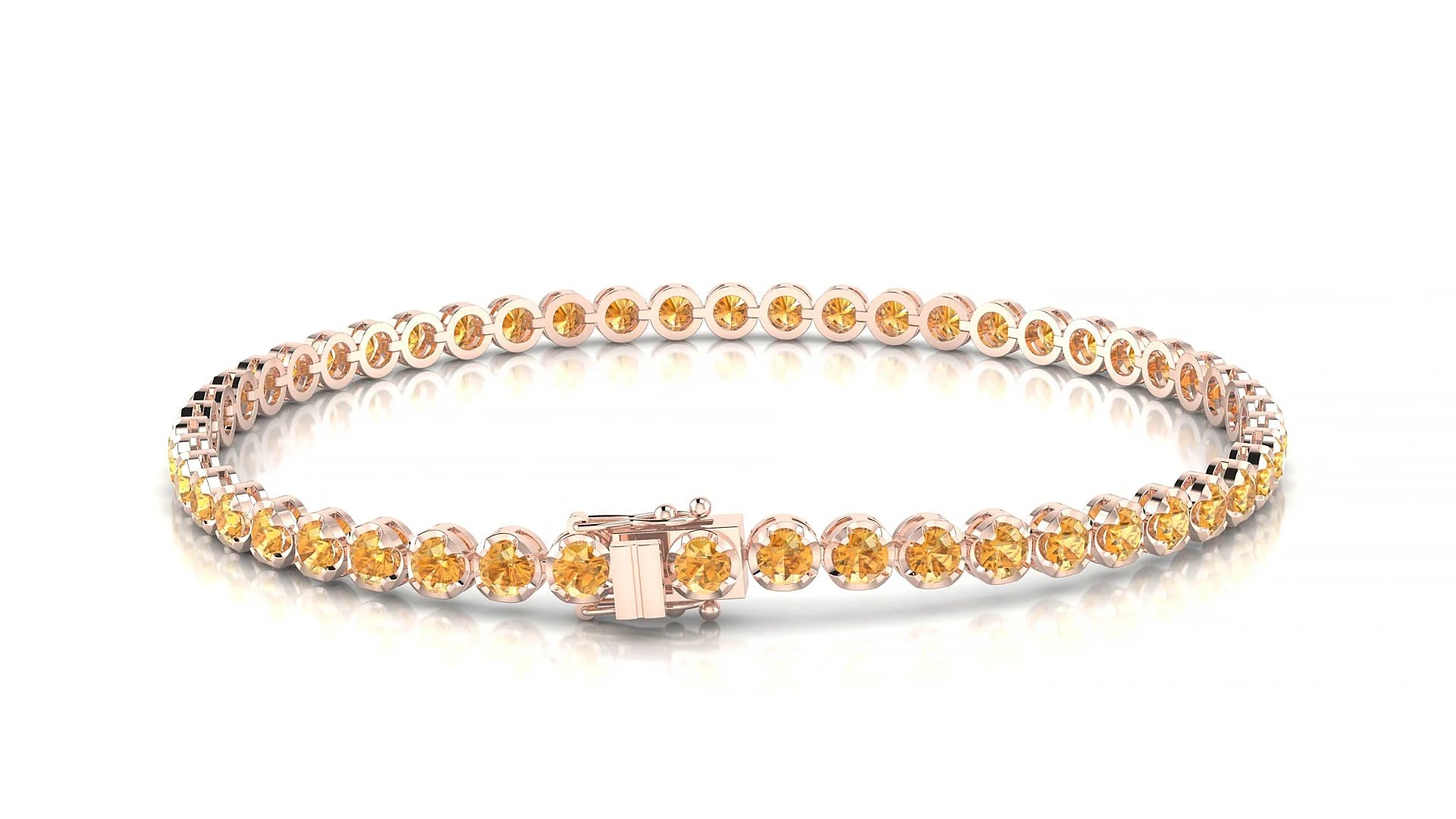 Bengal | 18k Rose Gold 2.5 mm Round Natural Citrine Tennis Bracelet
