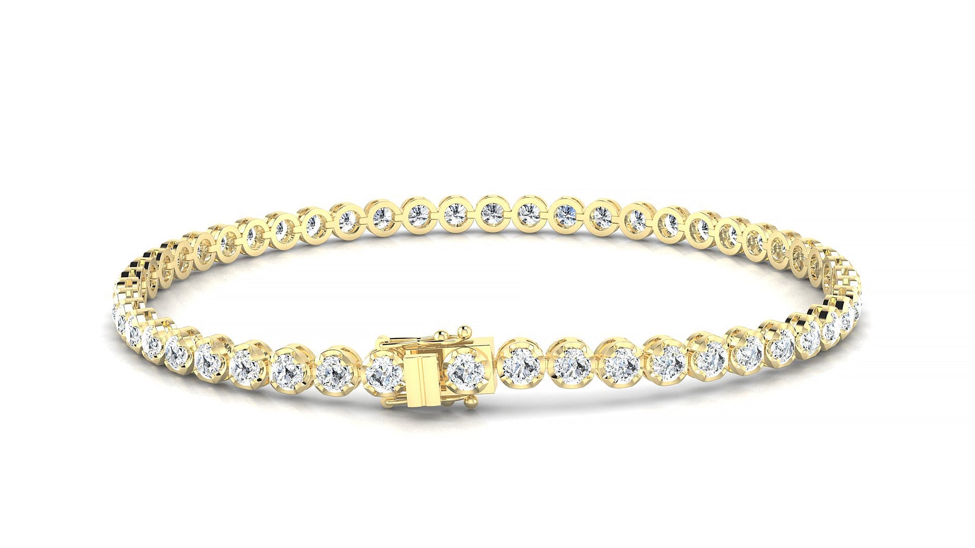 Bengal | 18k Yellow Gold 2.5 mm Round Natural Diamond Tennis Bracelet