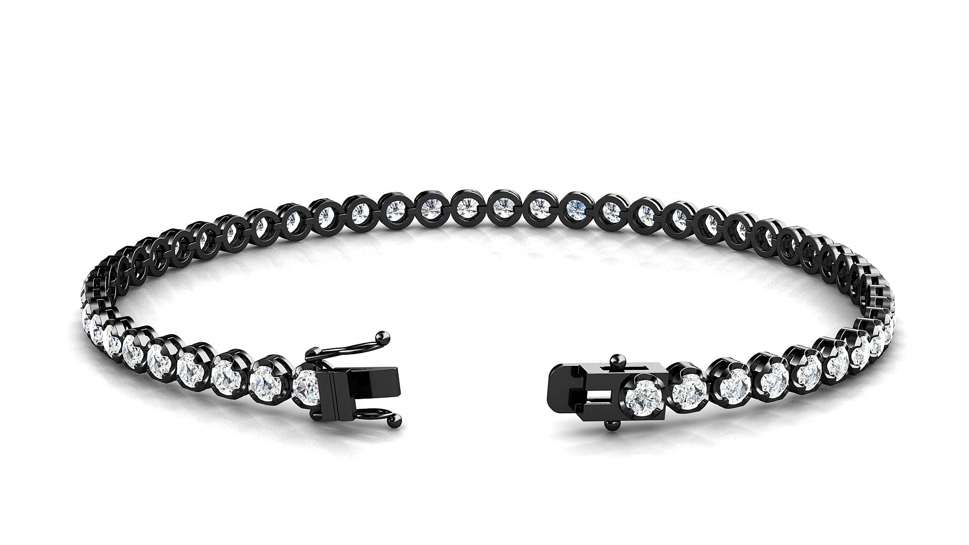 Bengal | 18k Black Gold 2.5 mm Round Natural Diamond Tennis Bracelet