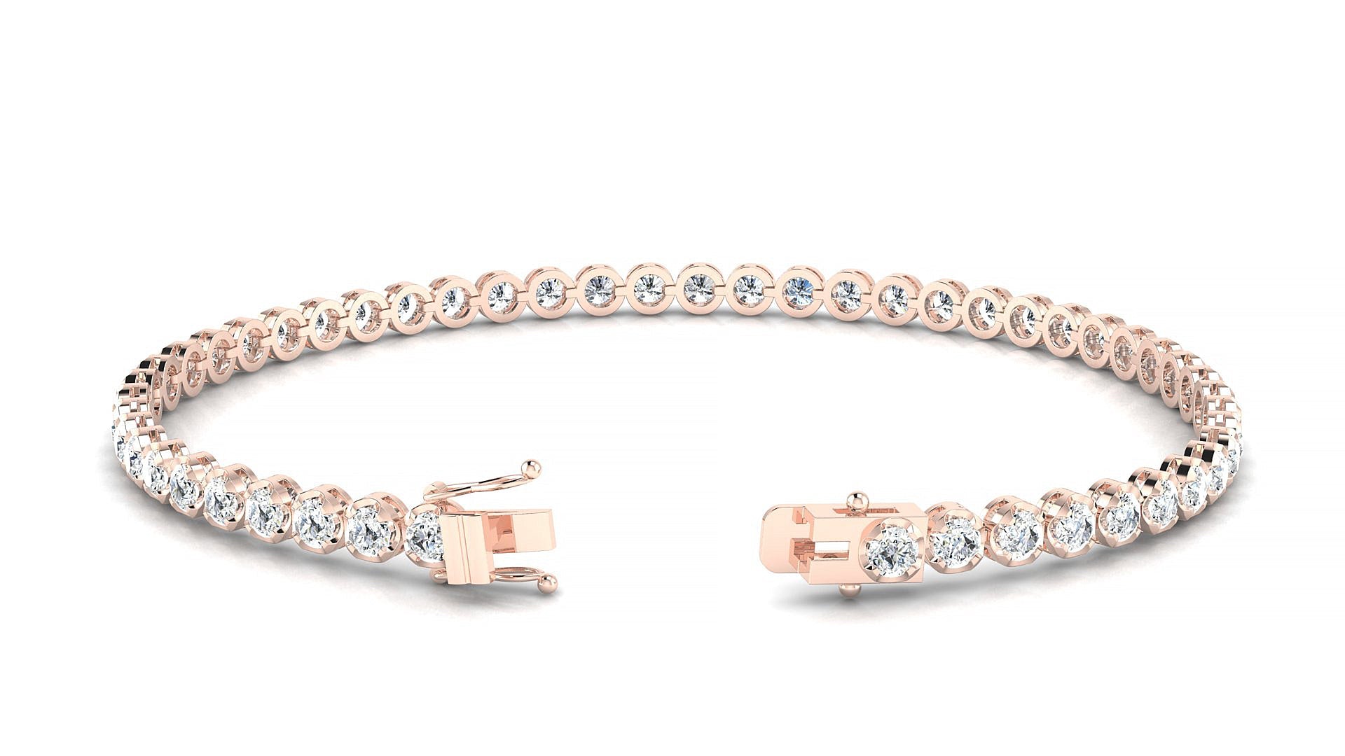 Bengal | 18k Rose Gold 2.5 mm Round Natural Diamond Tennis Bracelet
