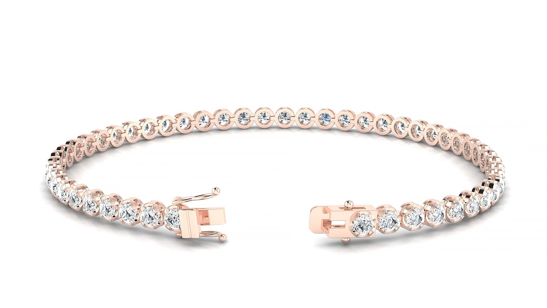 Bengal | 18k Rose Gold 2.5 mm Round Lab-Grown Diamond 15 cm Tennis Bracelet