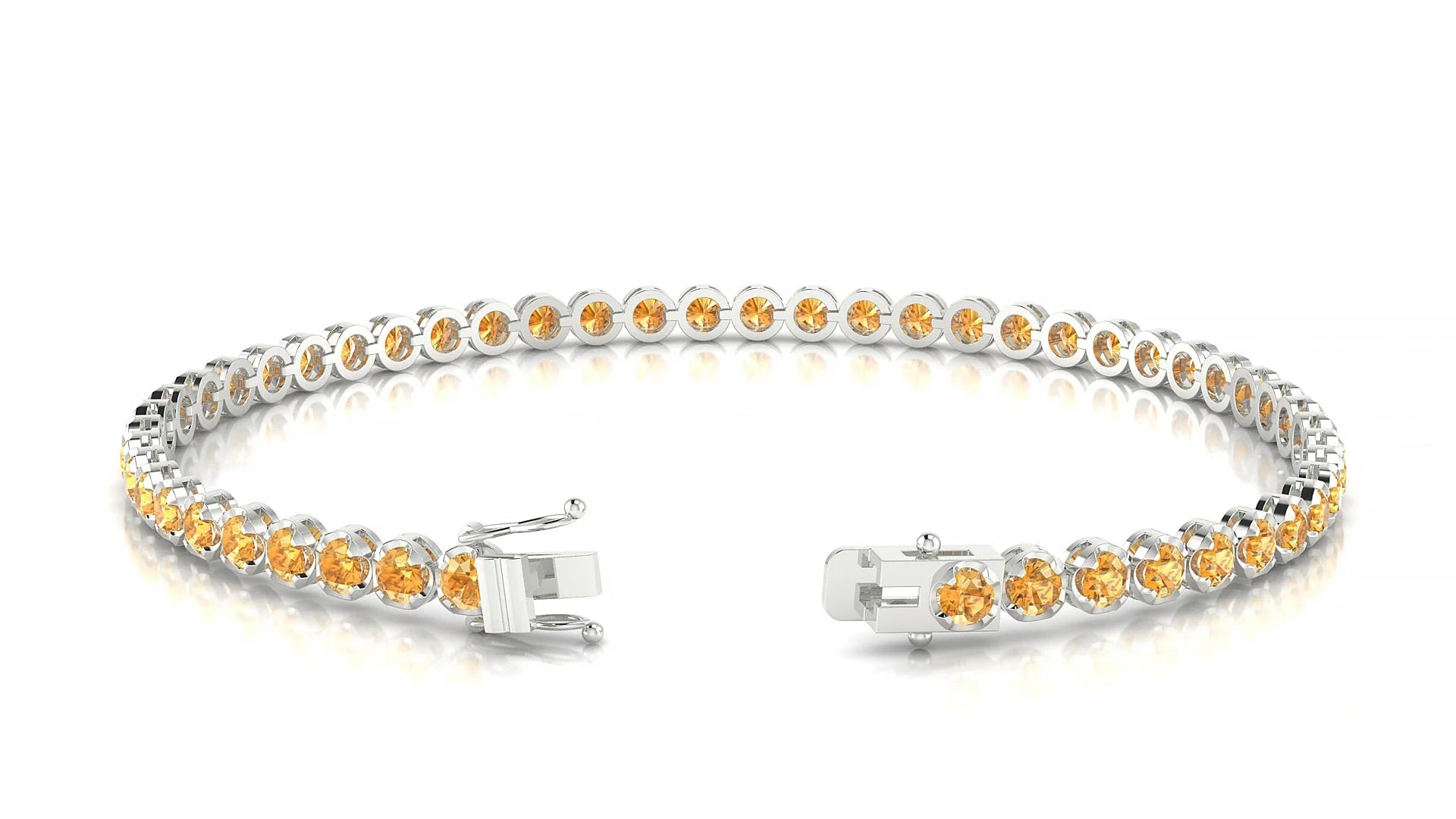 Bengal | 18k White Gold 2.5 mm Round Natural Citrine Tennis Bracelet