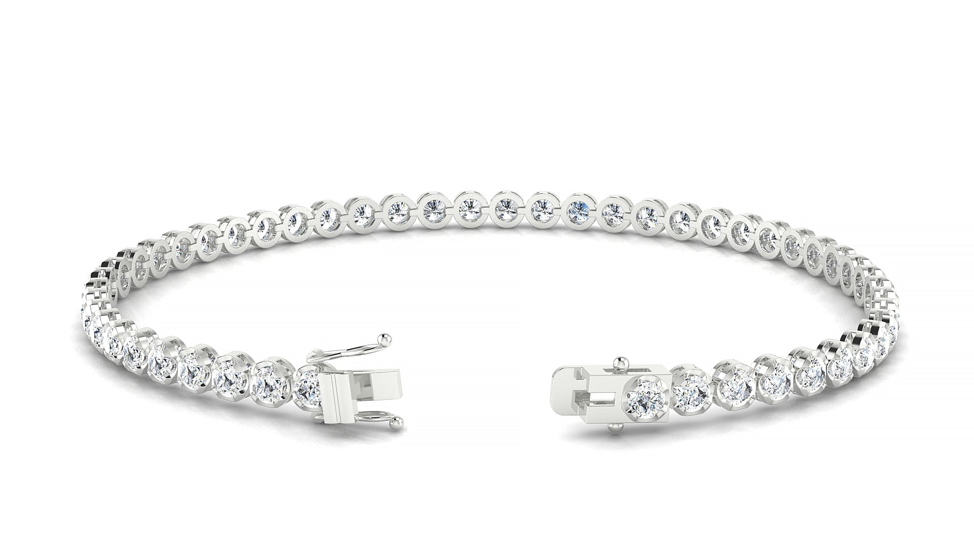 Bengal | 18k White Gold 2.5 mm Round Natural Diamond Tennis Bracelet