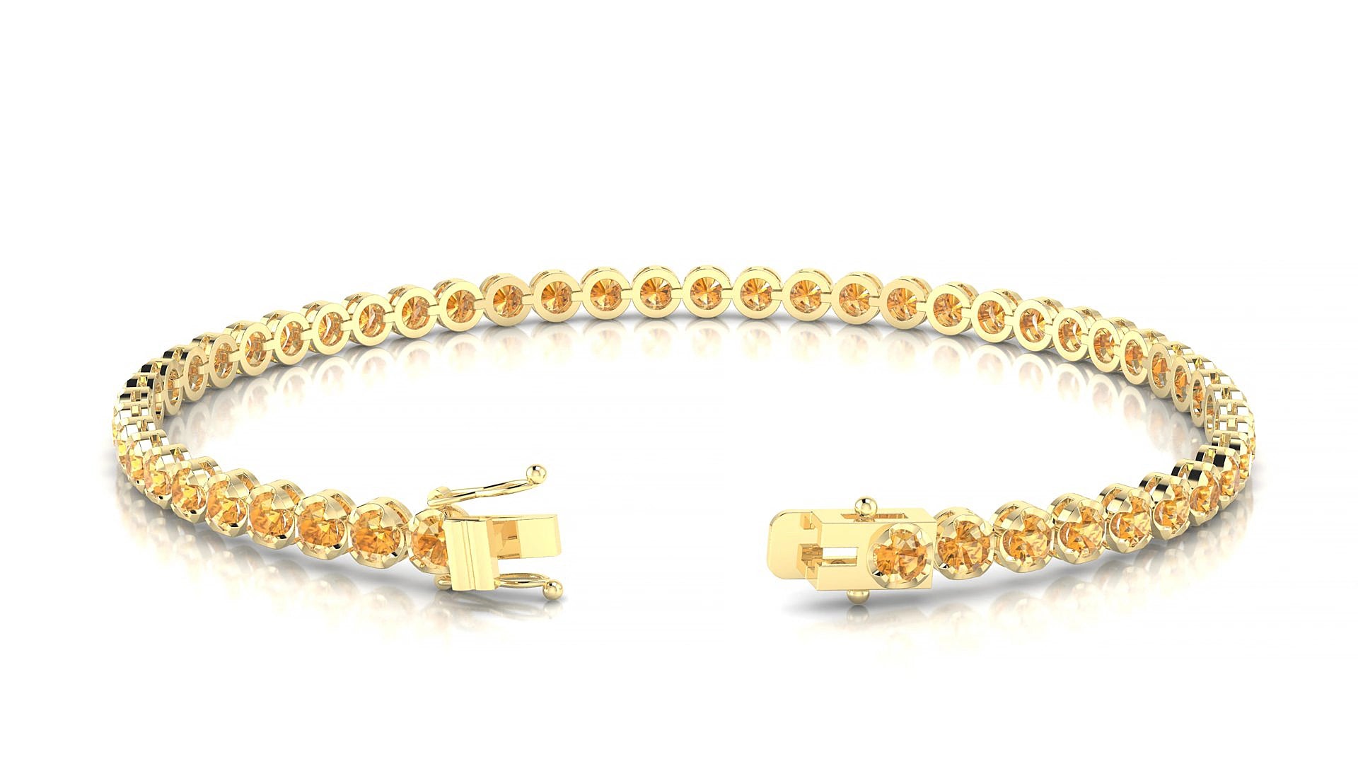 Bengal | 18k Yellow Gold 2.5 mm Round Natural Citrine 18 cm Tennis Bracelet