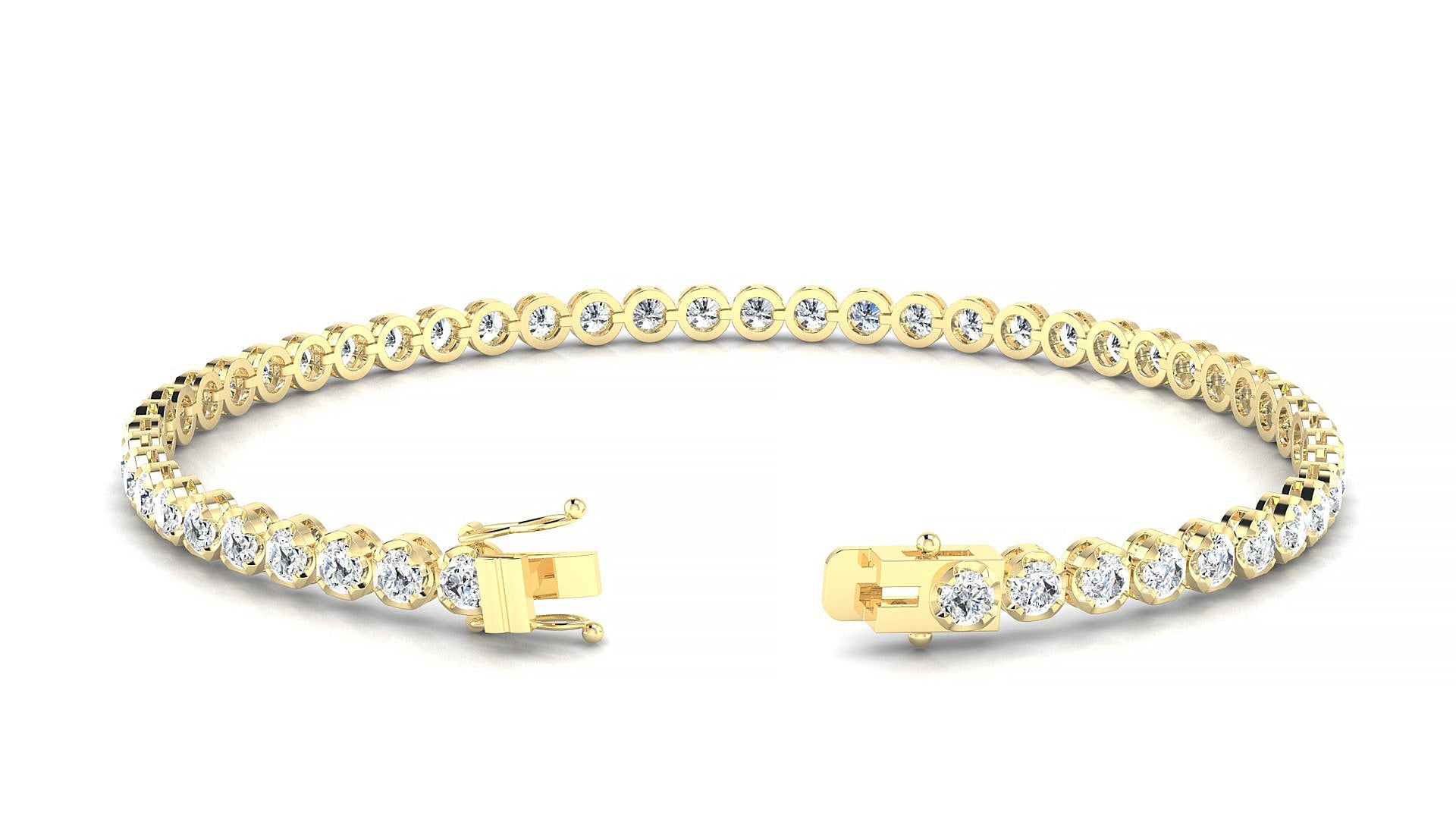 Bengal | 18k Yellow Gold 2.5 mm Round Natural Diamond Tennis Bracelet