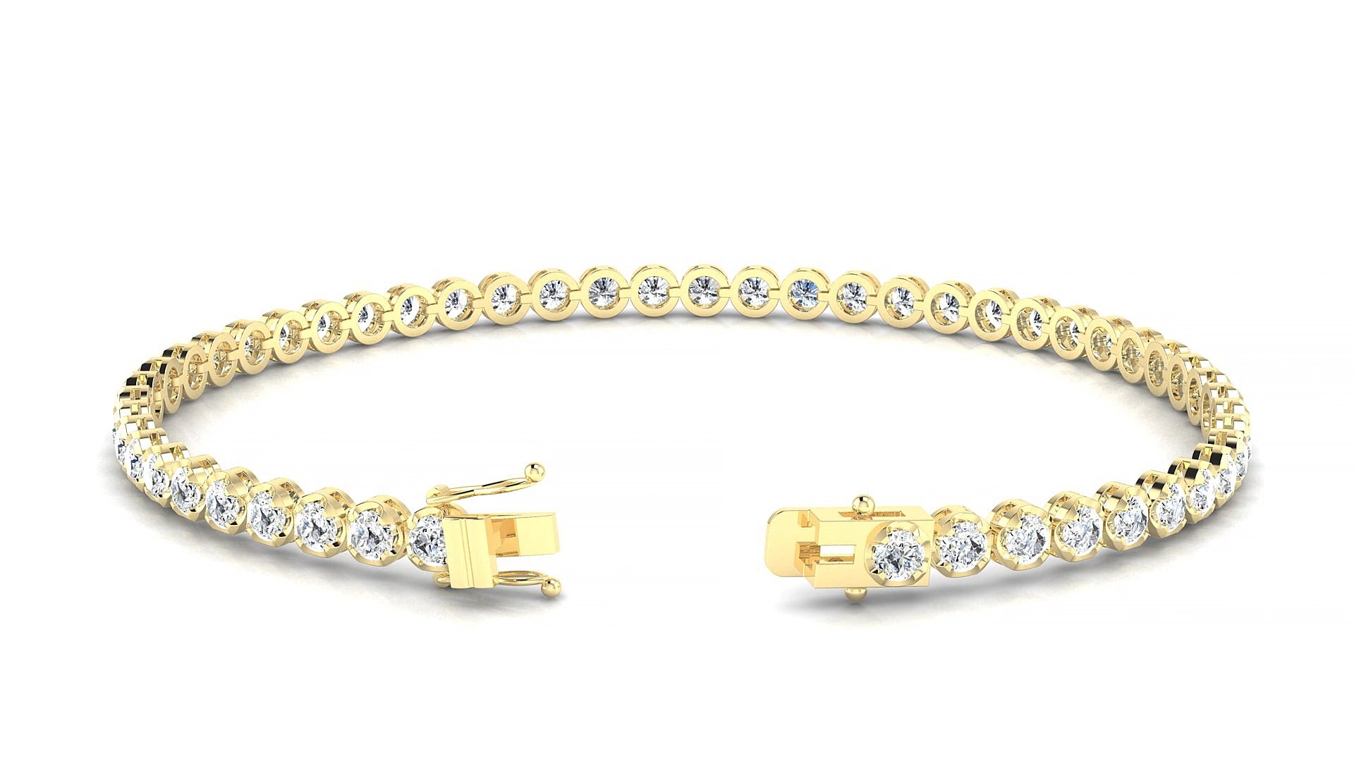 Bengal | 18k Yellow Gold 2.5 mm Round Lab-Grown Diamond 15 cm Tennis Bracelet