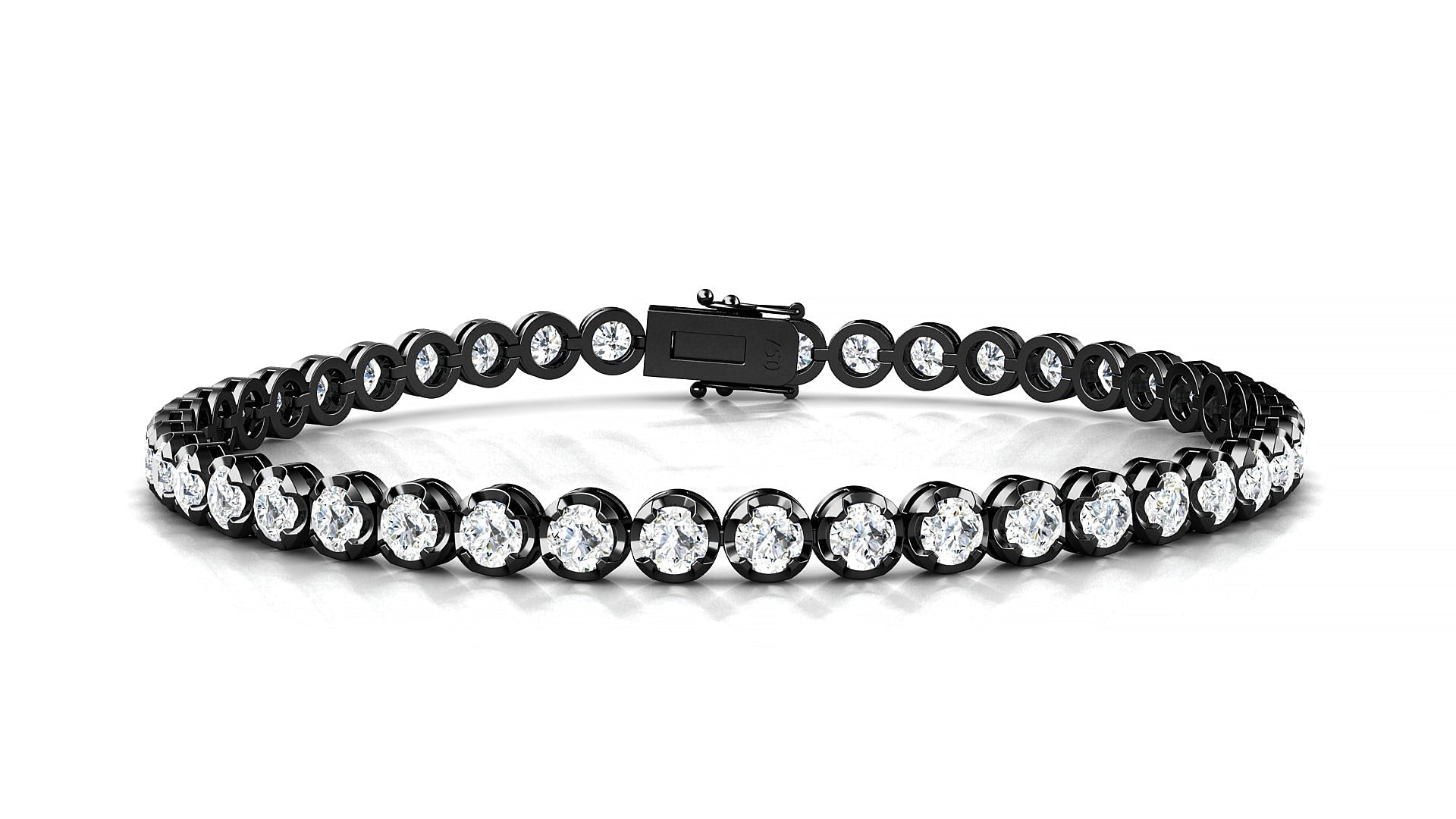 Bengal | 18k Black Gold 3 mm Round Natural Diamond Tennis Bracelet
