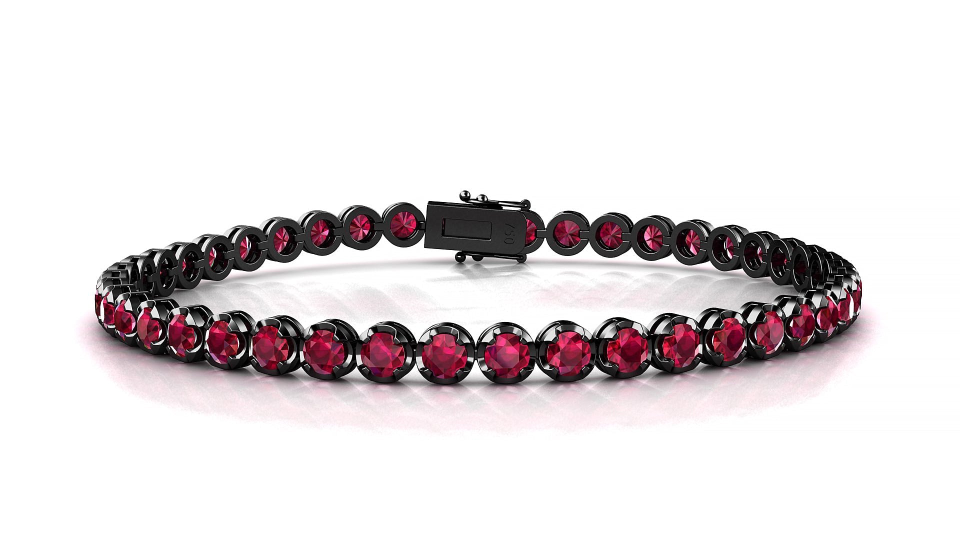 Bengal | 18k Black Gold 3 mm Round Natural Ruby Tennis Bracelet