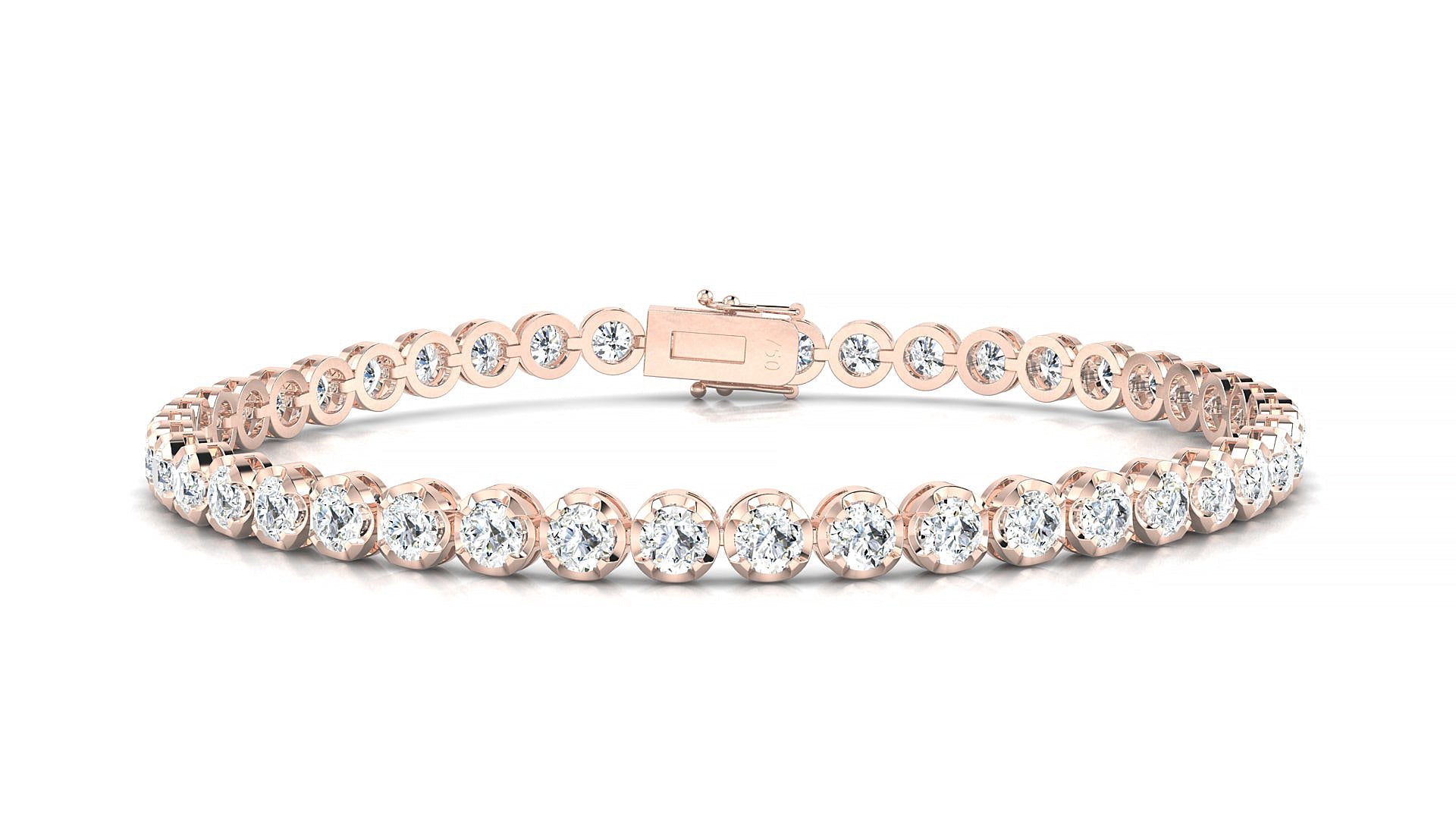 Bengal | 18k Rose Gold 3 mm Round Natural Diamond Tennis Bracelet