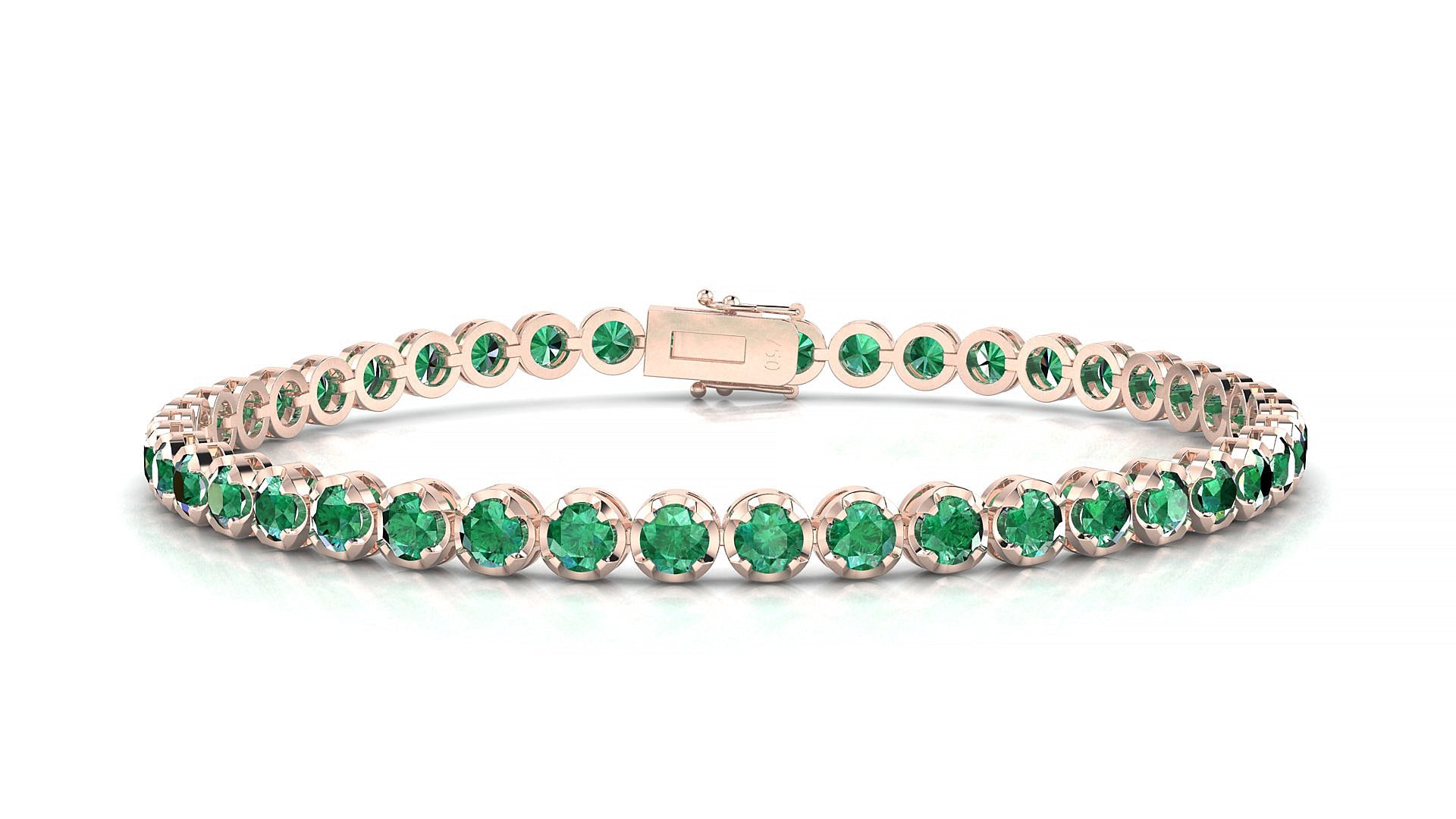 Bengal | 18k Rose Gold 3 mm Round Natural Emerald Tennis Bracelet
