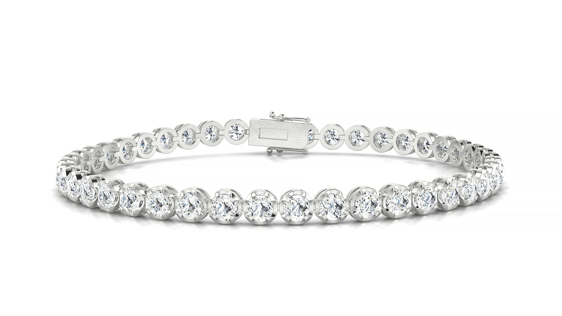 Bengal | 18k White Gold 3 mm Round Natural Diamond Tennis Bracelet