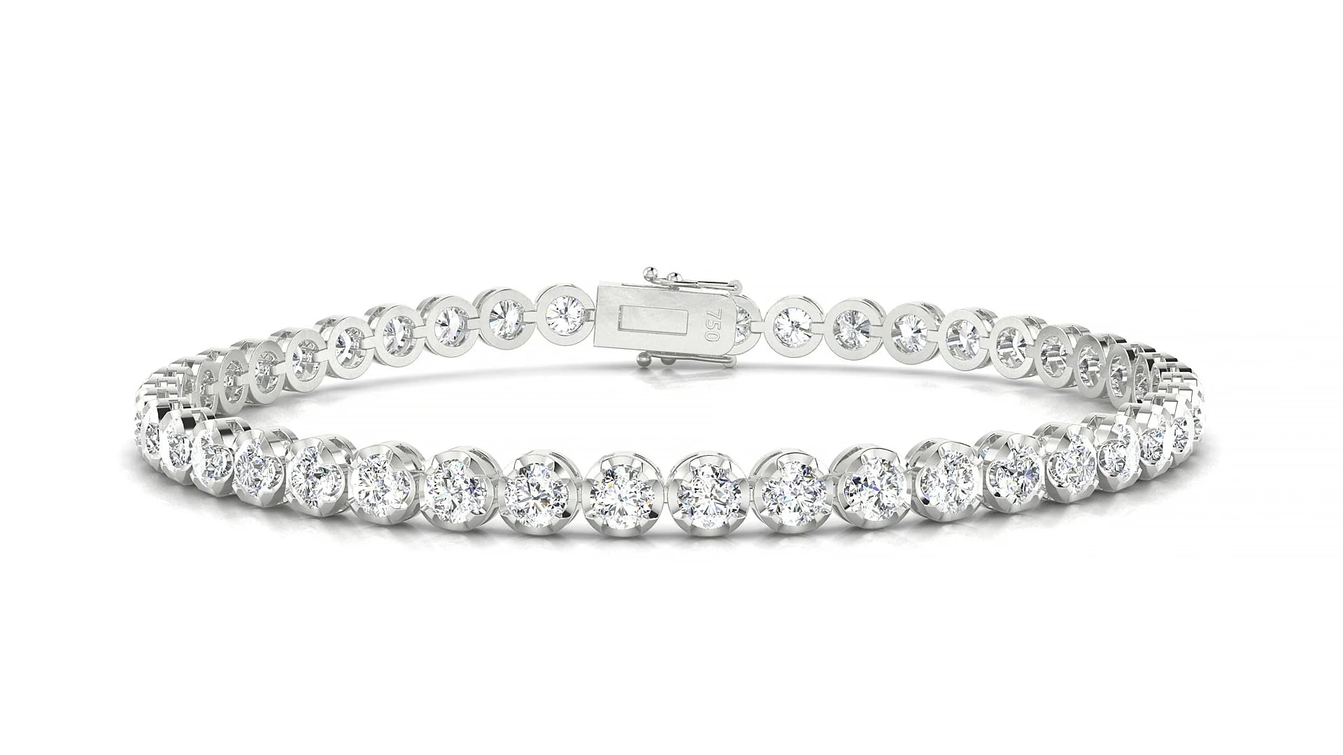 Bengal | 18k White Gold 3 mm Round Lab-Grown Diamond 18 cm Tennis Bracelet