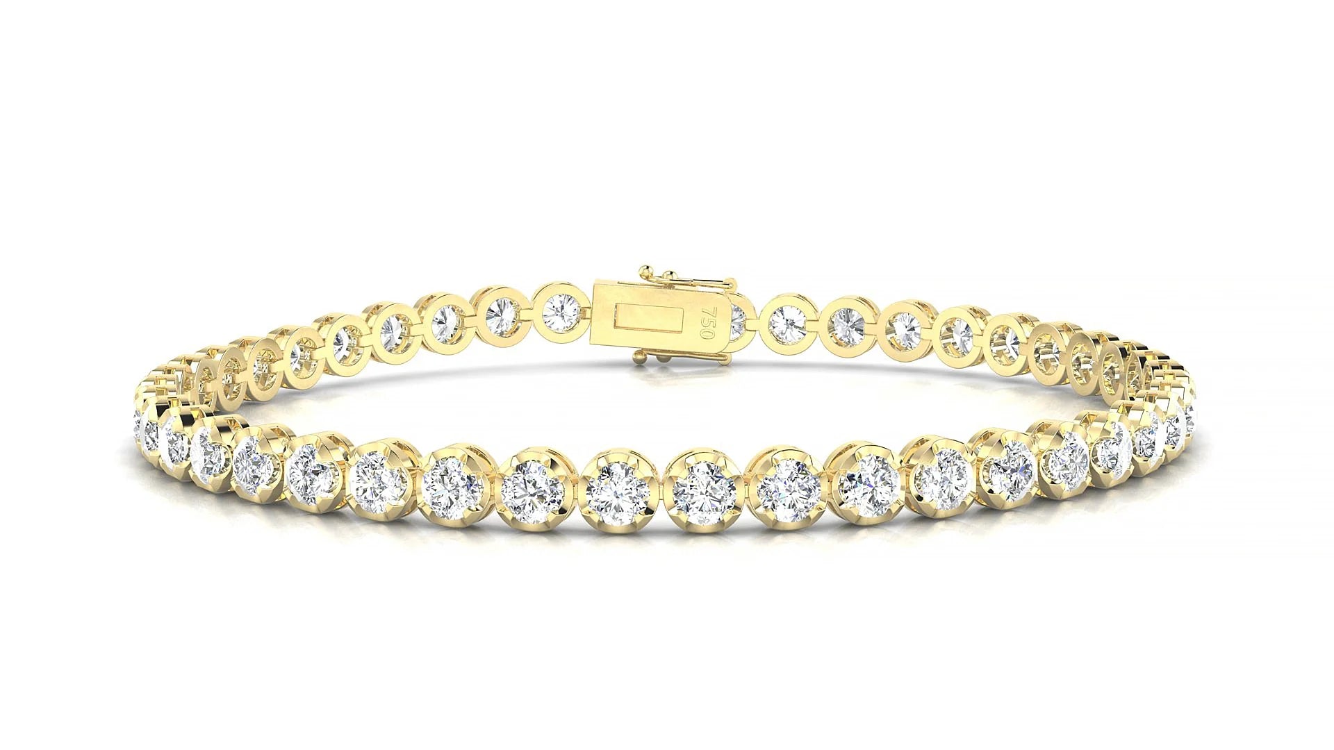 Bengal | 18k Yellow Gold 3 mm Round Lab-Grown Diamond 18 cm Tennis Bracelet