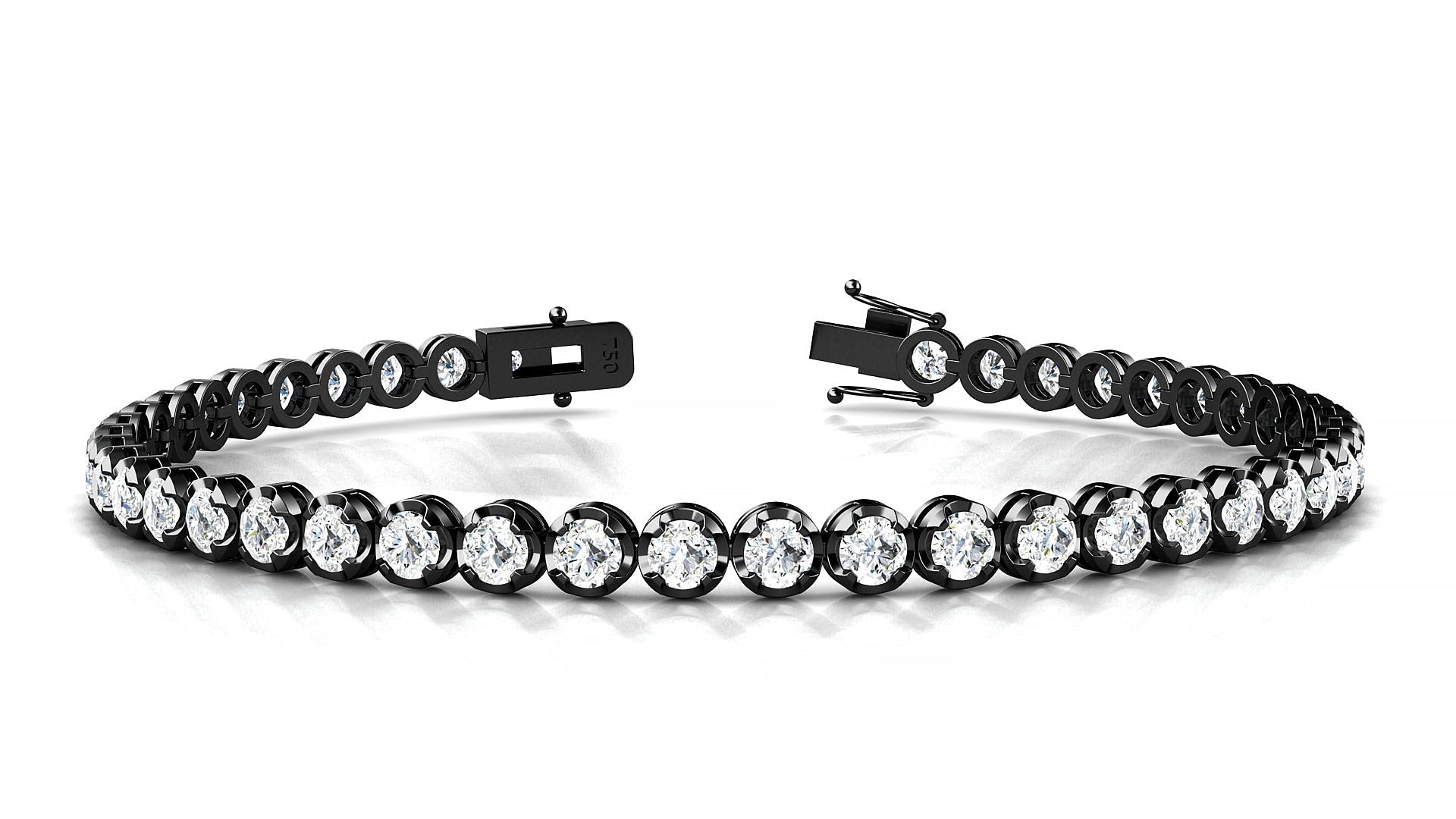 Bengal | 18k Black Gold 3 mm Round Natural Diamond Tennis Bracelet