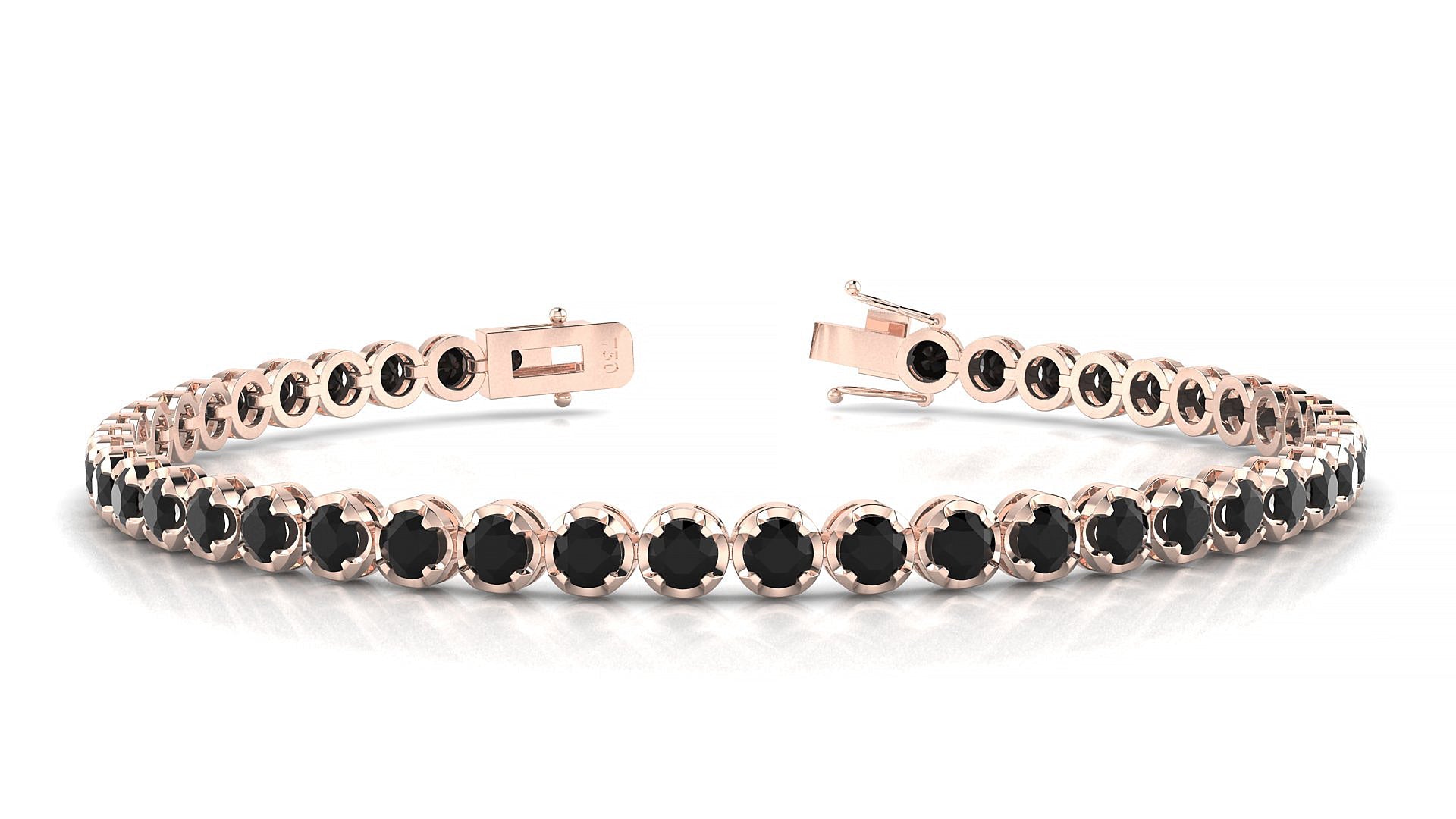 Bengal | 18k Rose Gold 3 mm Round Natural Black Diamond Tennis Bracelet
