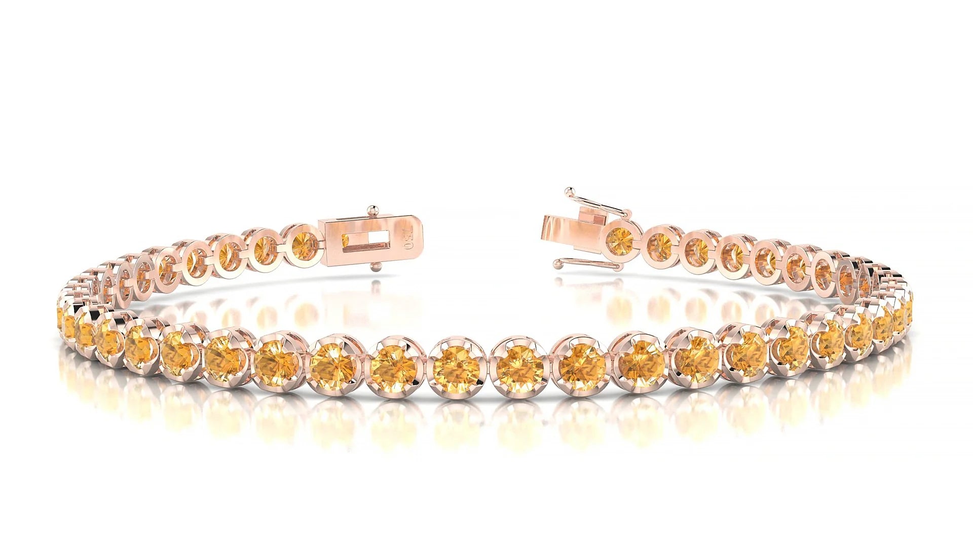 Bengal | 18k Rose Gold 3 mm Round Natural Citrine Tennis Bracelet
