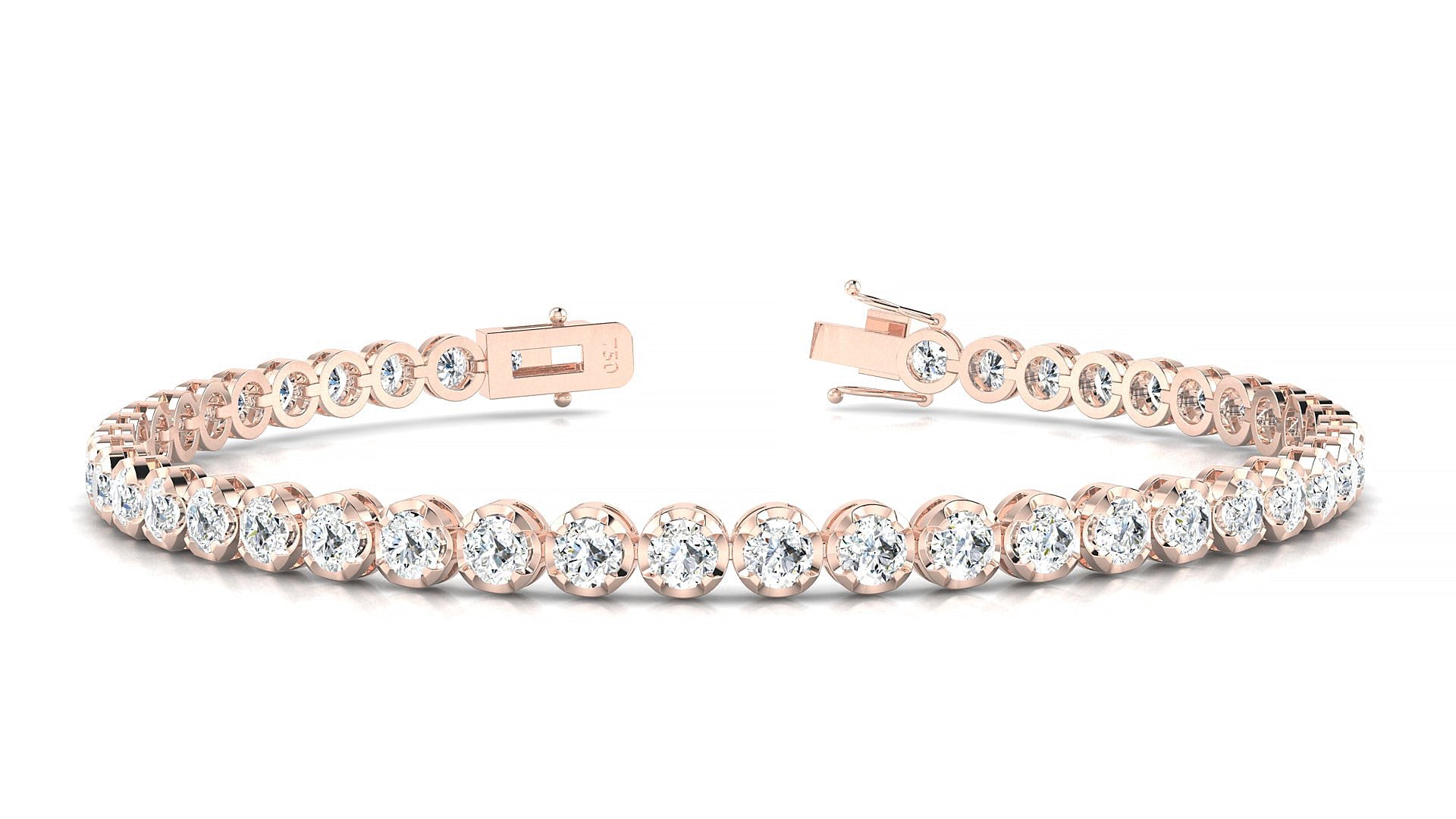 Bengal | 18k Rose Gold 3 mm Round Natural Diamond Tennis Bracelet
