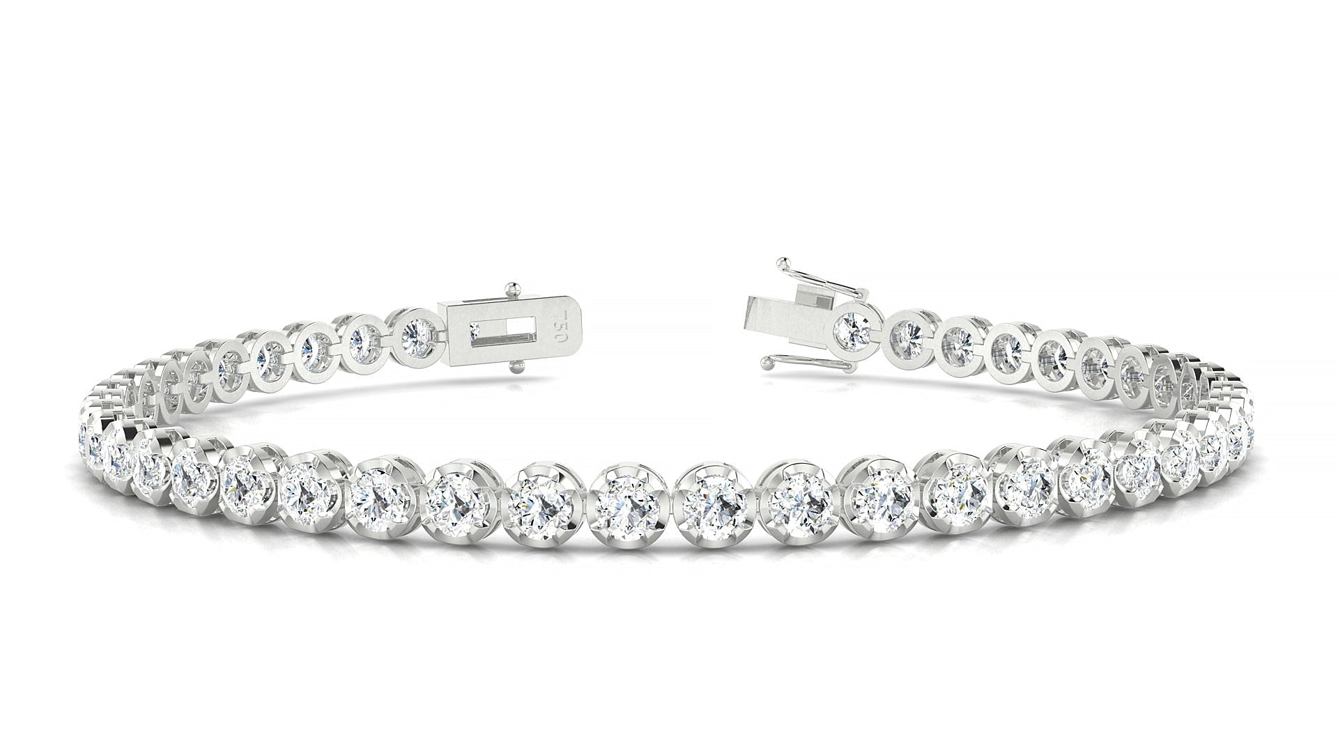 Bengal | 18k White Gold 3 mm Round Natural Diamond Tennis Bracelet