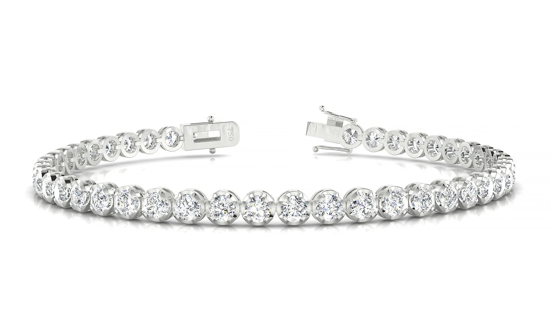 Bengal | 18k White Gold 3 mm Round Lab-Grown Diamond 18 cm Tennis Bracelet