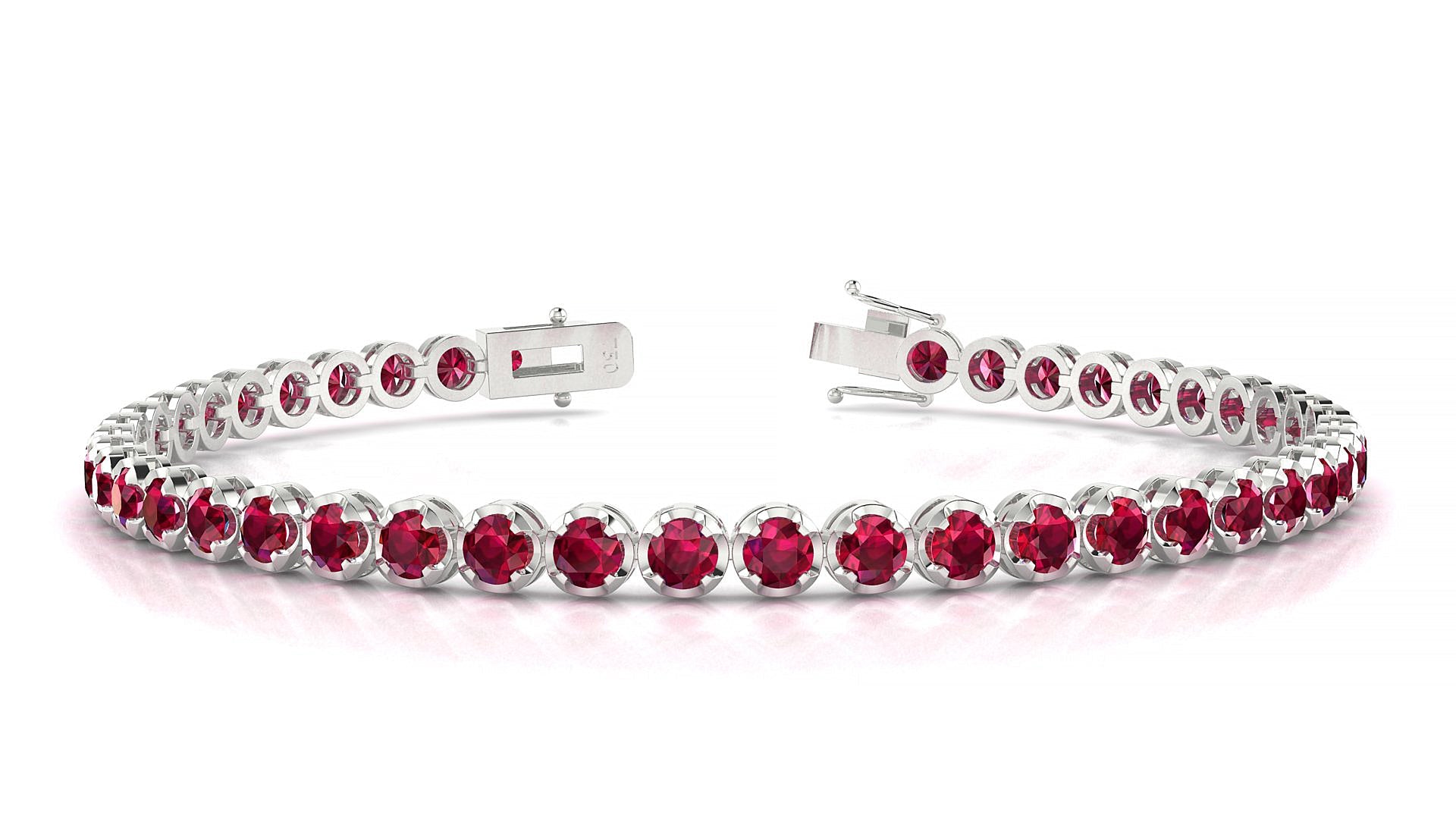 Bengal | 18k White Gold 3 mm Round Natural Ruby Tennis Bracelet