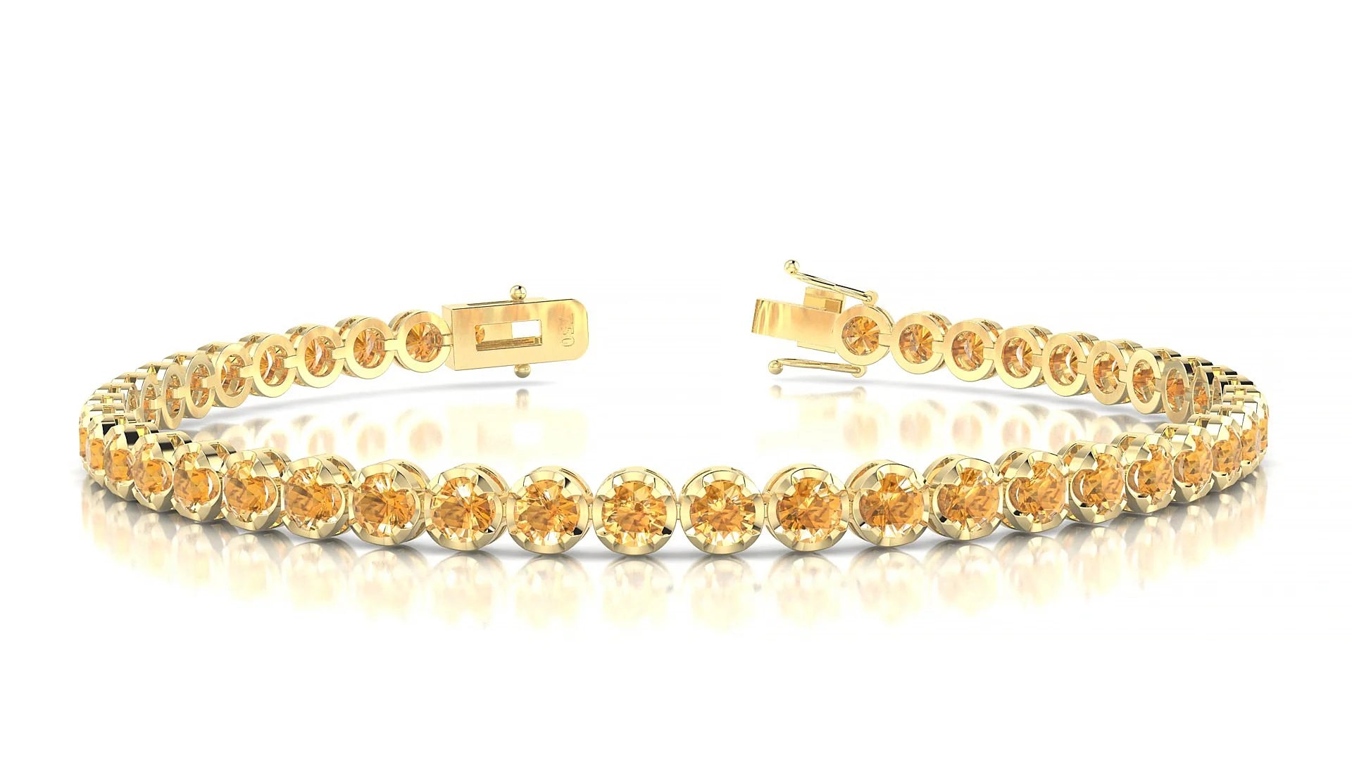 Bengal | 18k Yellow Gold 3 mm Round Natural Citrine Tennis Bracelet
