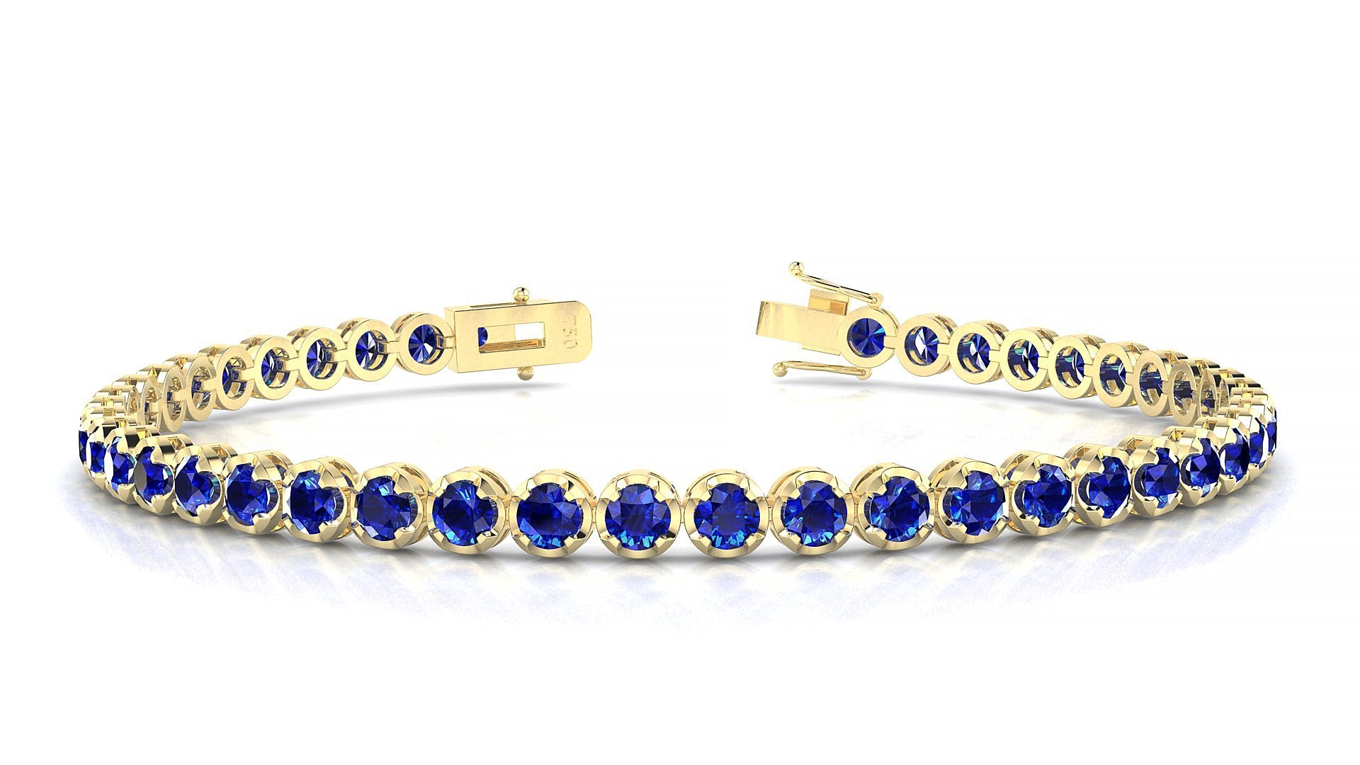 Bengal | 18k Yellow Gold 3 mm Round Natural Sapphire Tennis Bracelet