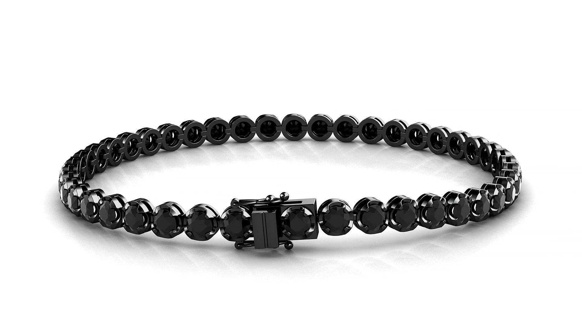 Bengal | 18k Black Gold 3 mm Round Natural Black Diamond 19 cm Tennis Bracelet