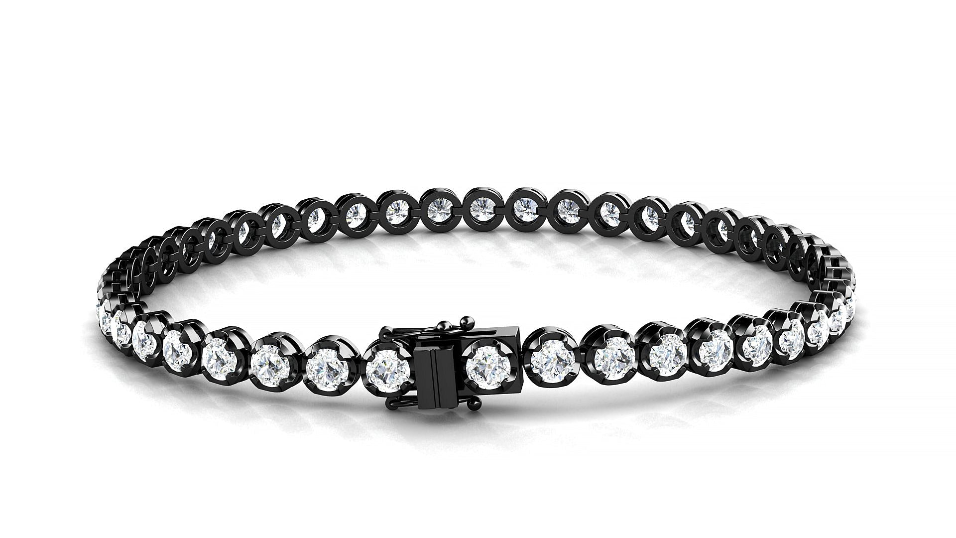 Bengal | 18k Black Gold 3 mm Round Natural Diamond Tennis Bracelet
