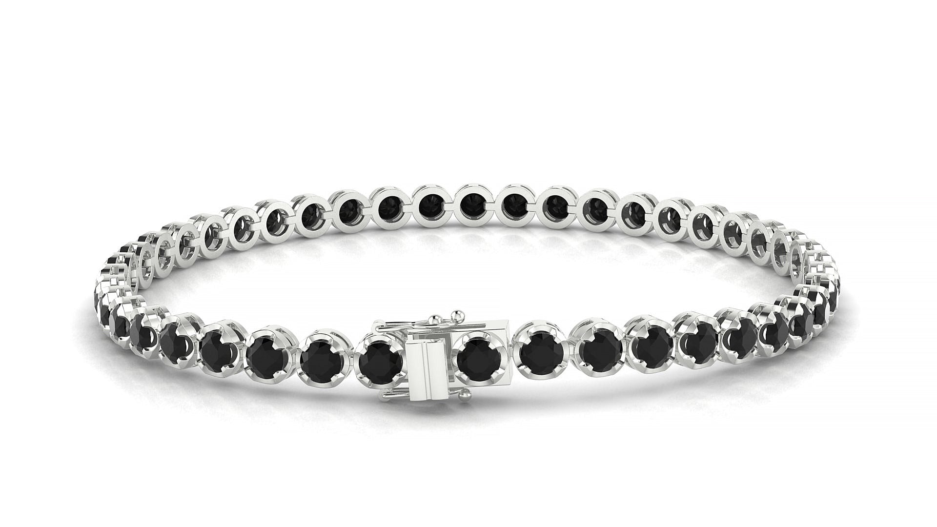Bengal | 18k White Gold 3 mm Round Natural Black Diamond Tennis Bracelet