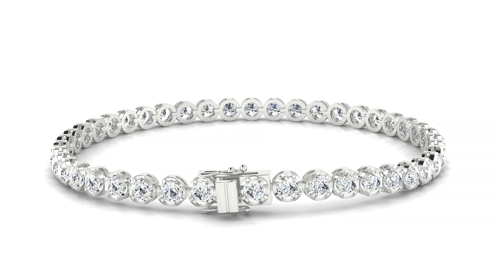 Bengal | 18k White Gold 3 mm Round Natural Diamond Tennis Bracelet