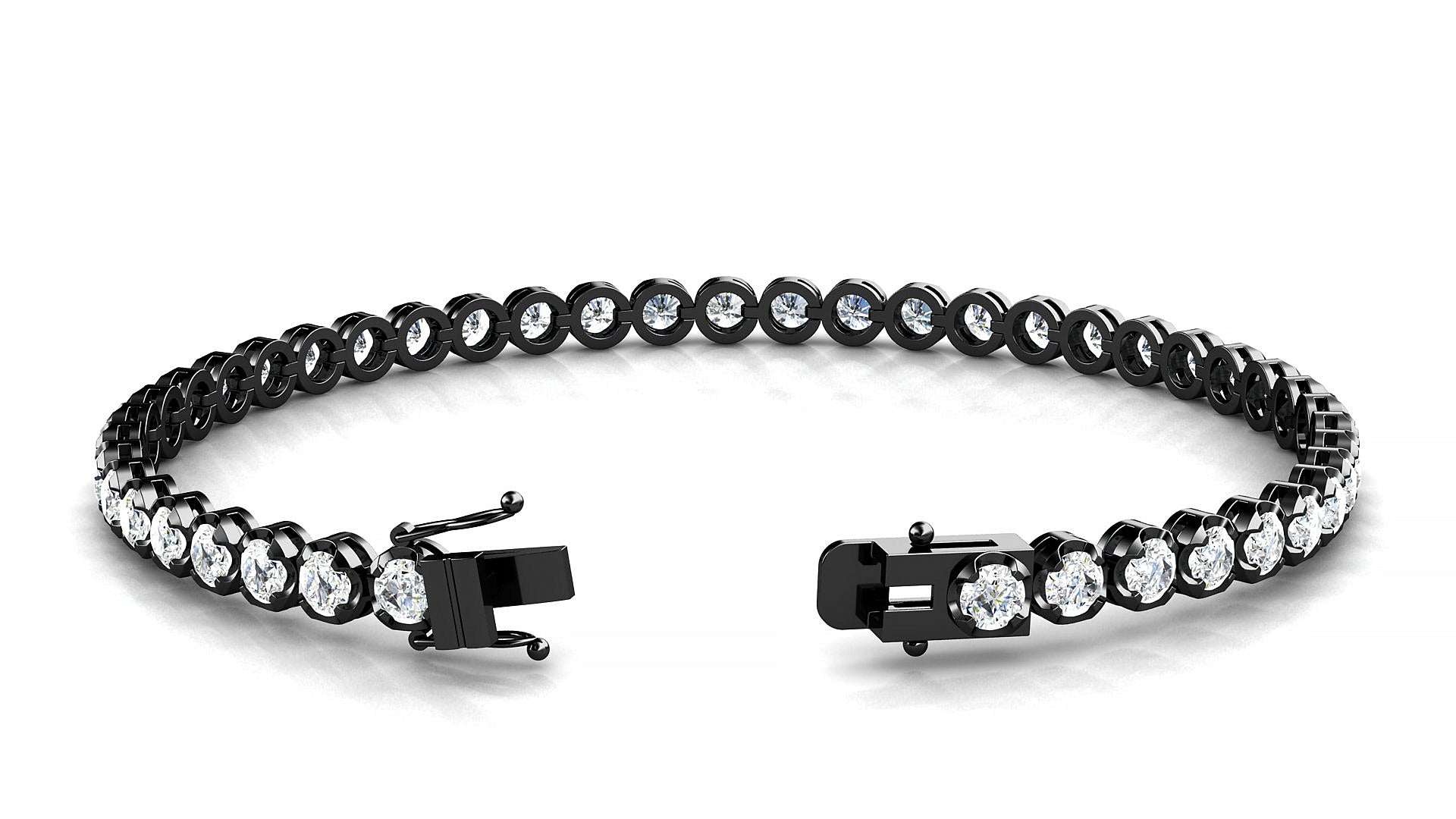 Bengal | 18k Black Gold 3 mm Round Natural Diamond Tennis Bracelet