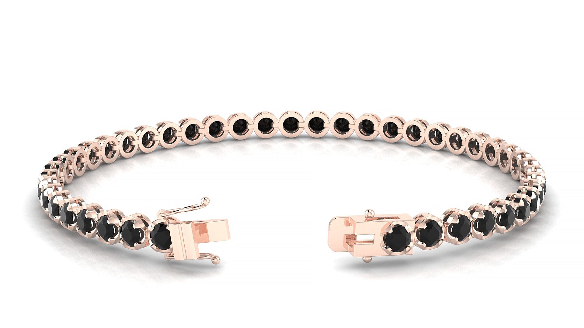 Bengal | 18k Rose Gold 3 mm Round Natural Black Diamond Tennis Bracelet