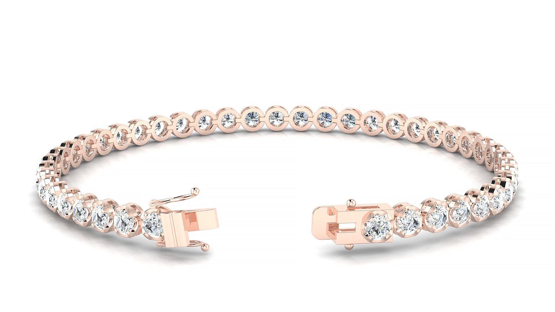 Bengal | 18k Rose Gold 3 mm Round Natural Diamond Tennis Bracelet
