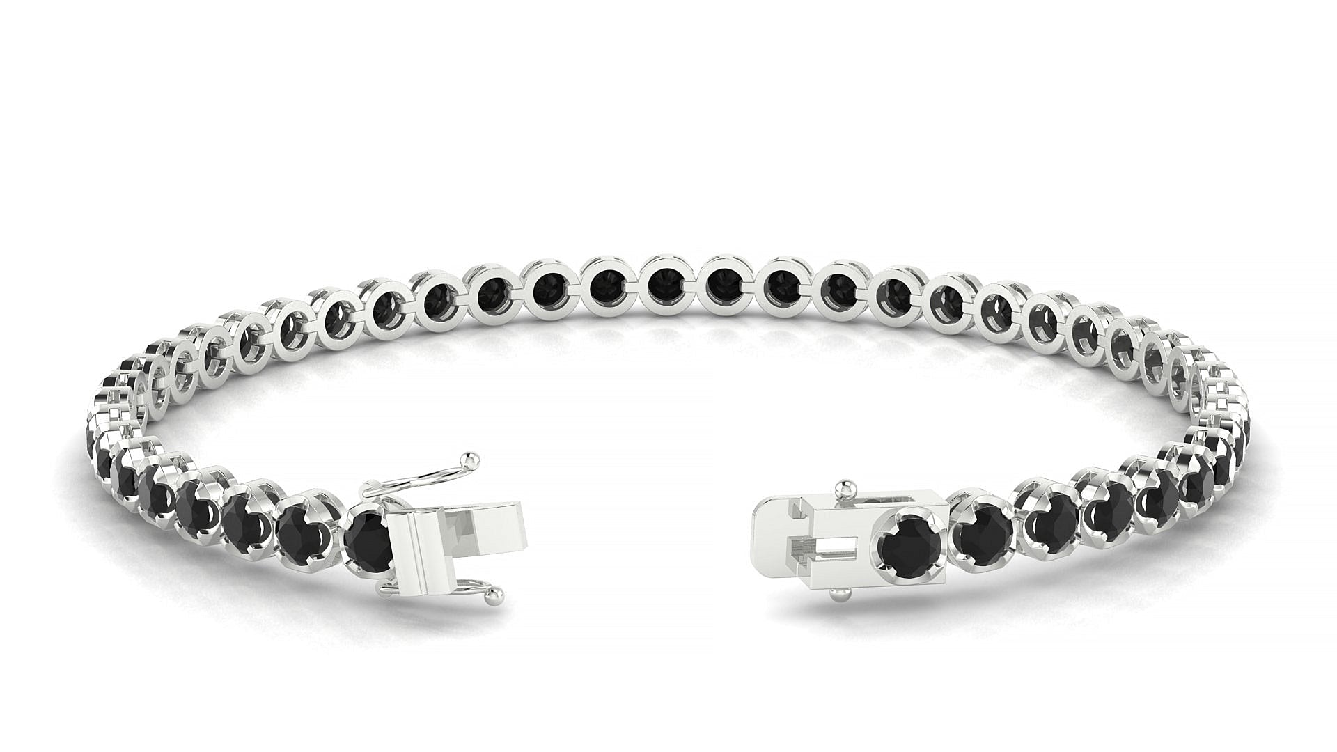 Bengal | 18k White Gold 3 mm Round Natural Black Diamond Tennis Bracelet
