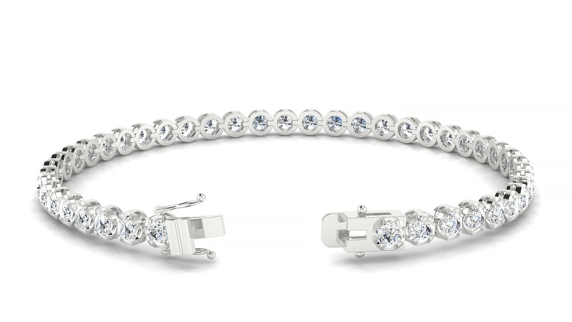 Bengal | 18k White Gold 3 mm Round Natural Diamond Tennis Bracelet