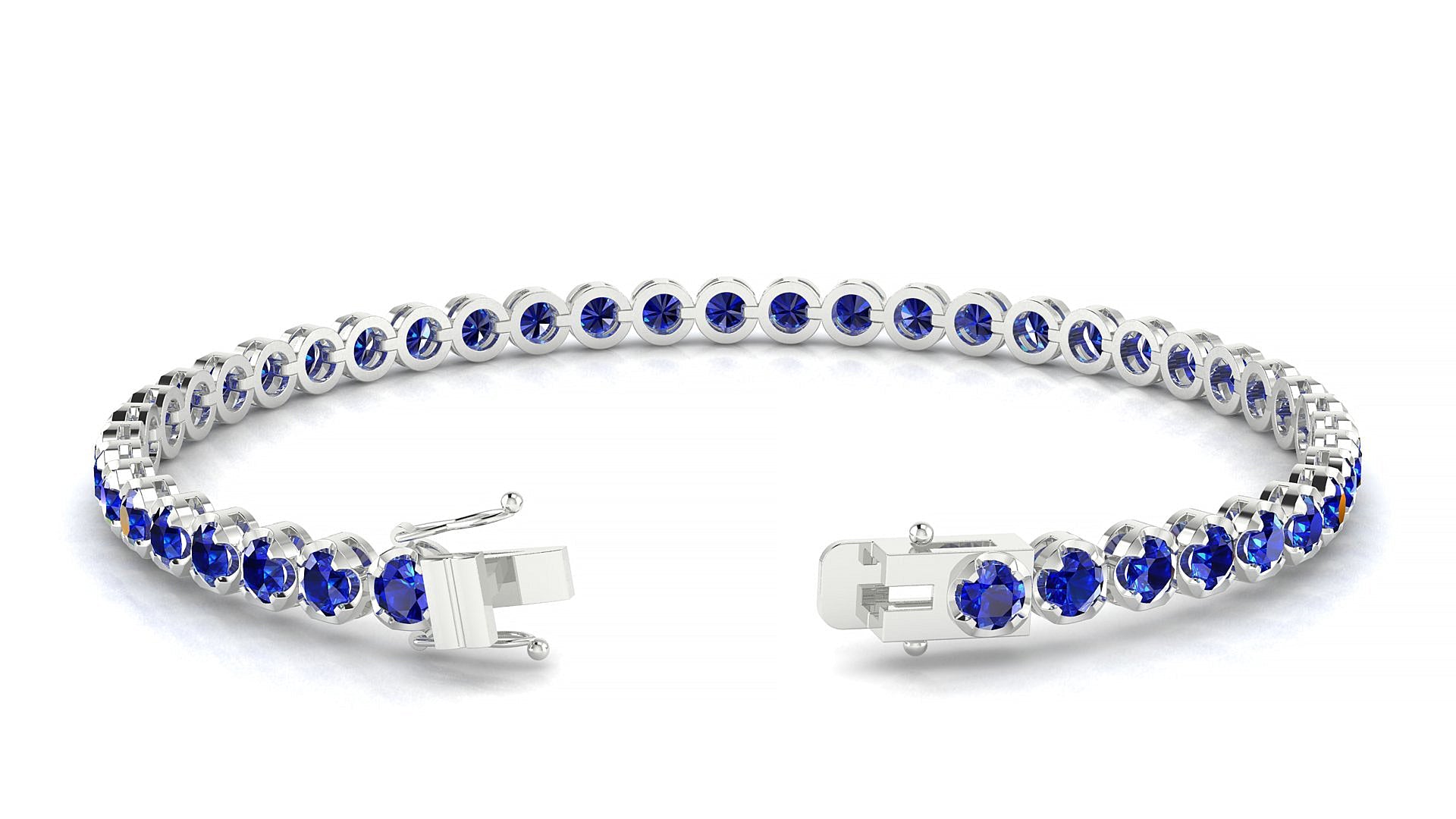 Bengal | 18k White Gold 3 mm Round Natural Sapphire Tennis Bracelet