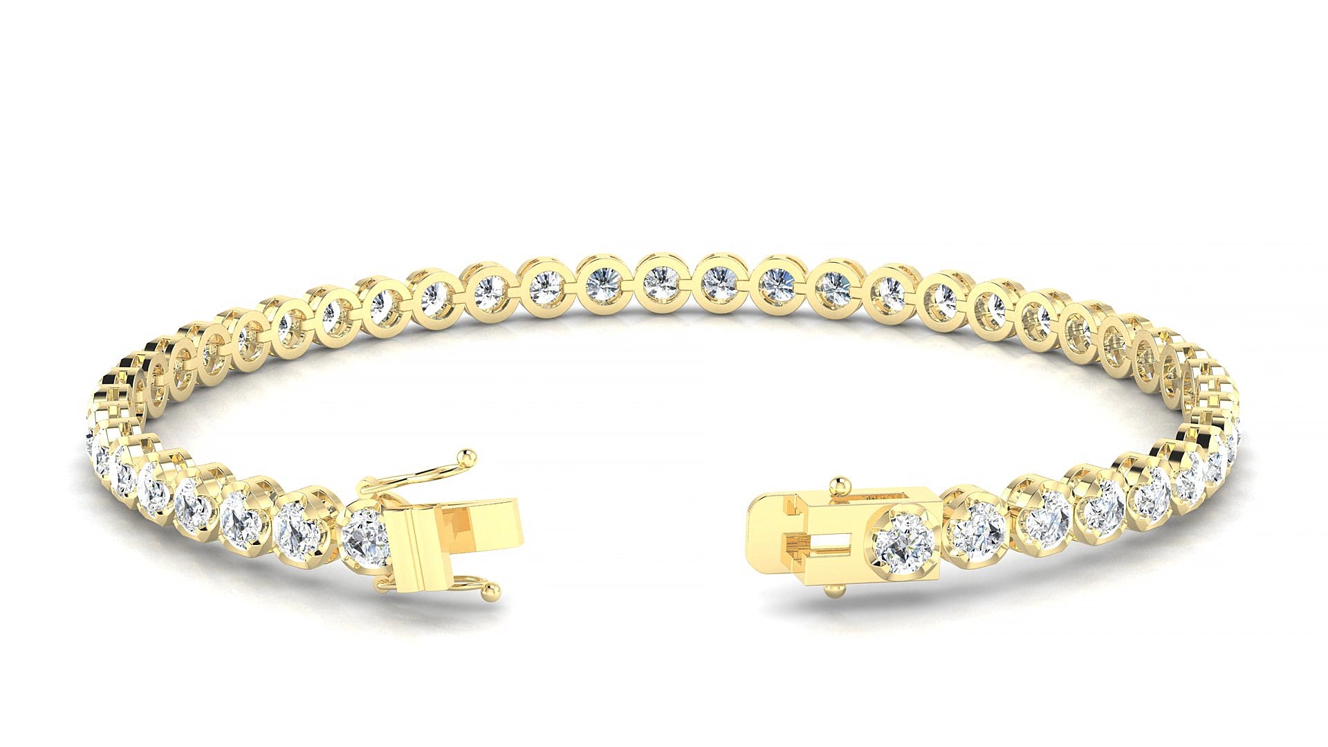Bengal | 18k Yellow Gold 3 mm Round Natural Diamond 16 cm Tennis Bracelet