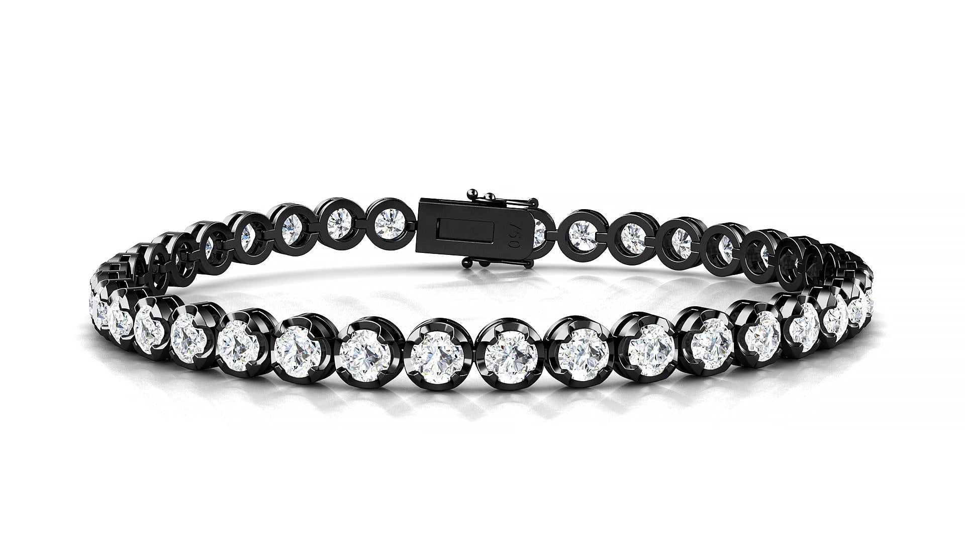 Bengal | 18k Black Gold 3.4 mm Round Natural Diamond Tennis Bracelet