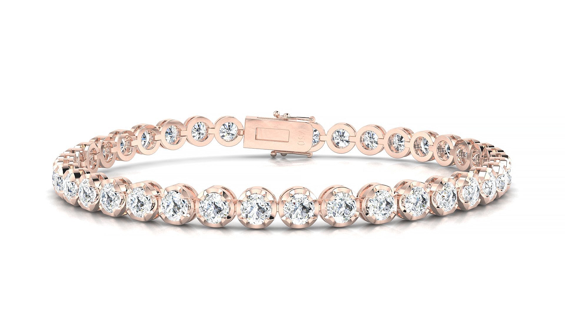 Bengal | 18k Rose Gold 3.4 mm Round Natural Diamond Tennis Bracelet