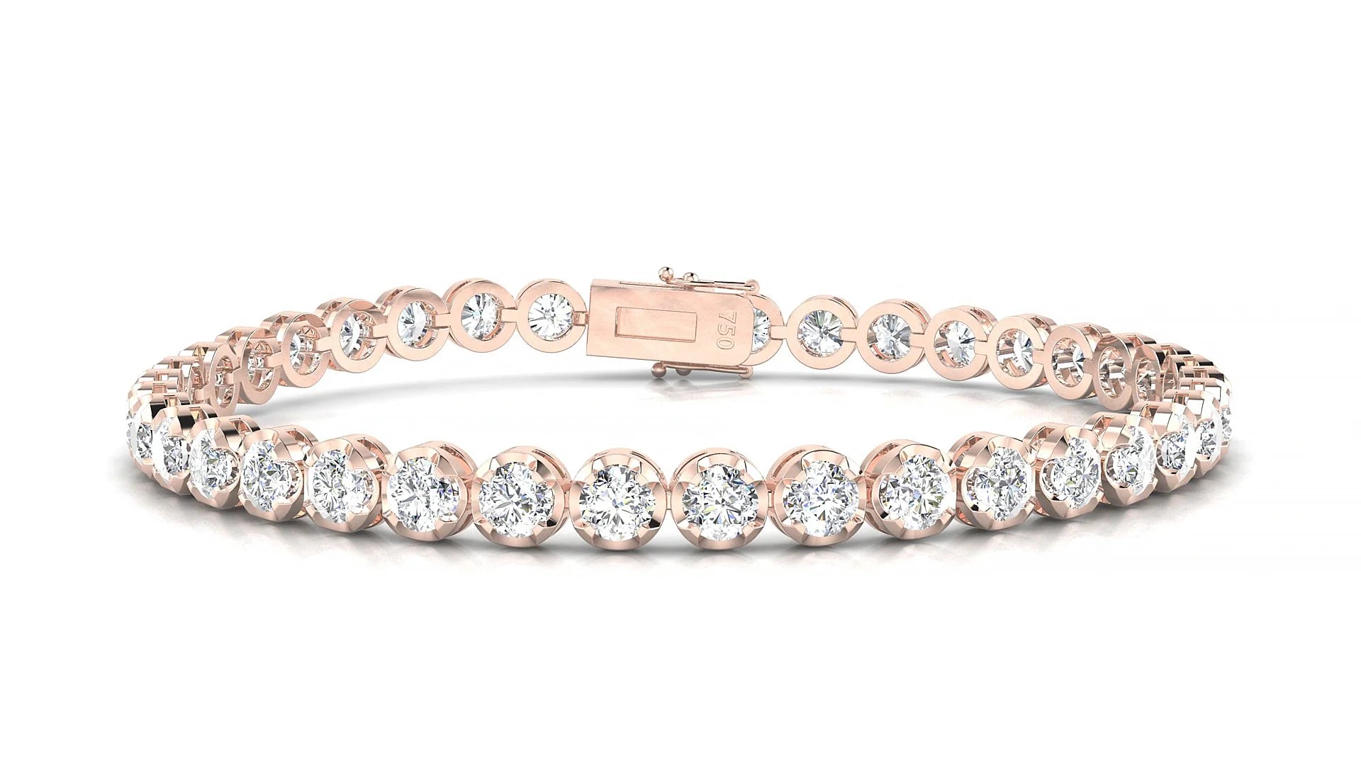 Bengal | 18k Rose Gold 3.4 mm Round Lab-Grown Diamond 18 cm Tennis Bracelet