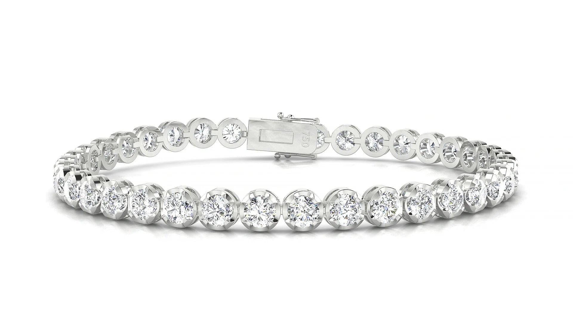 Bengal | 18k White Gold 3.4 mm Round Lab-Grown Diamond 18 cm Tennis Bracelet