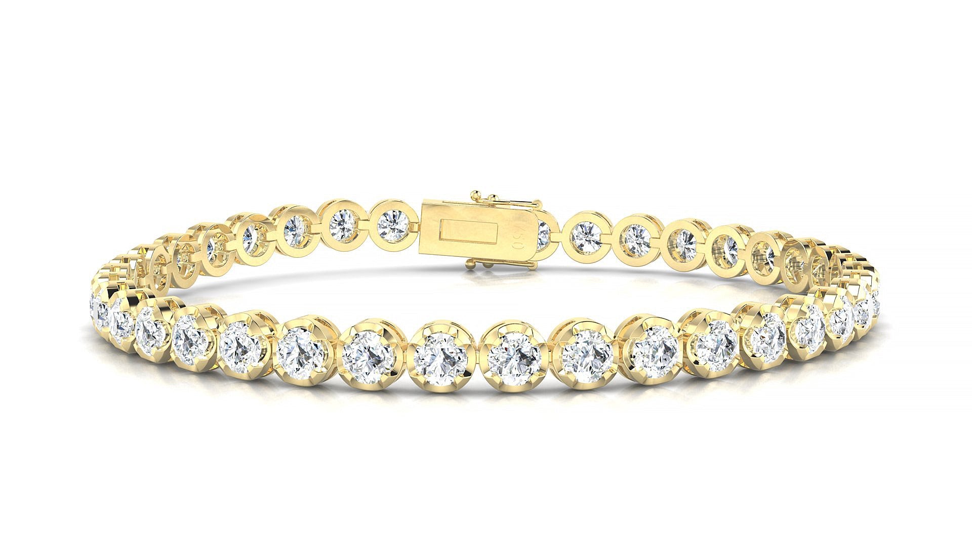 Bengal | 18k Yellow Gold 3.4 mm Round Natural Diamond Tennis Bracelet