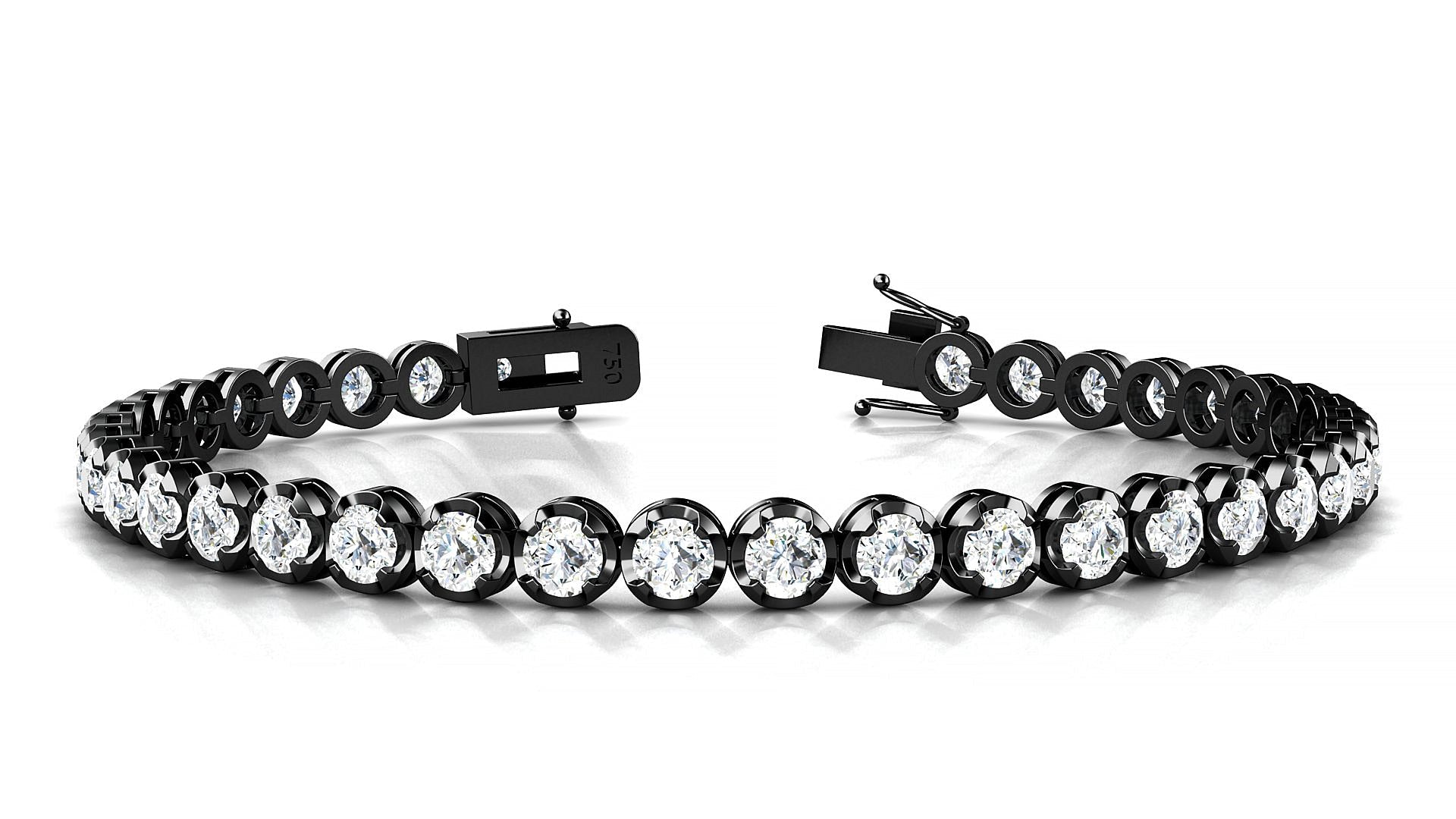 Bengal | 18k Black Gold 3.4 mm Round Natural Diamond Tennis Bracelet