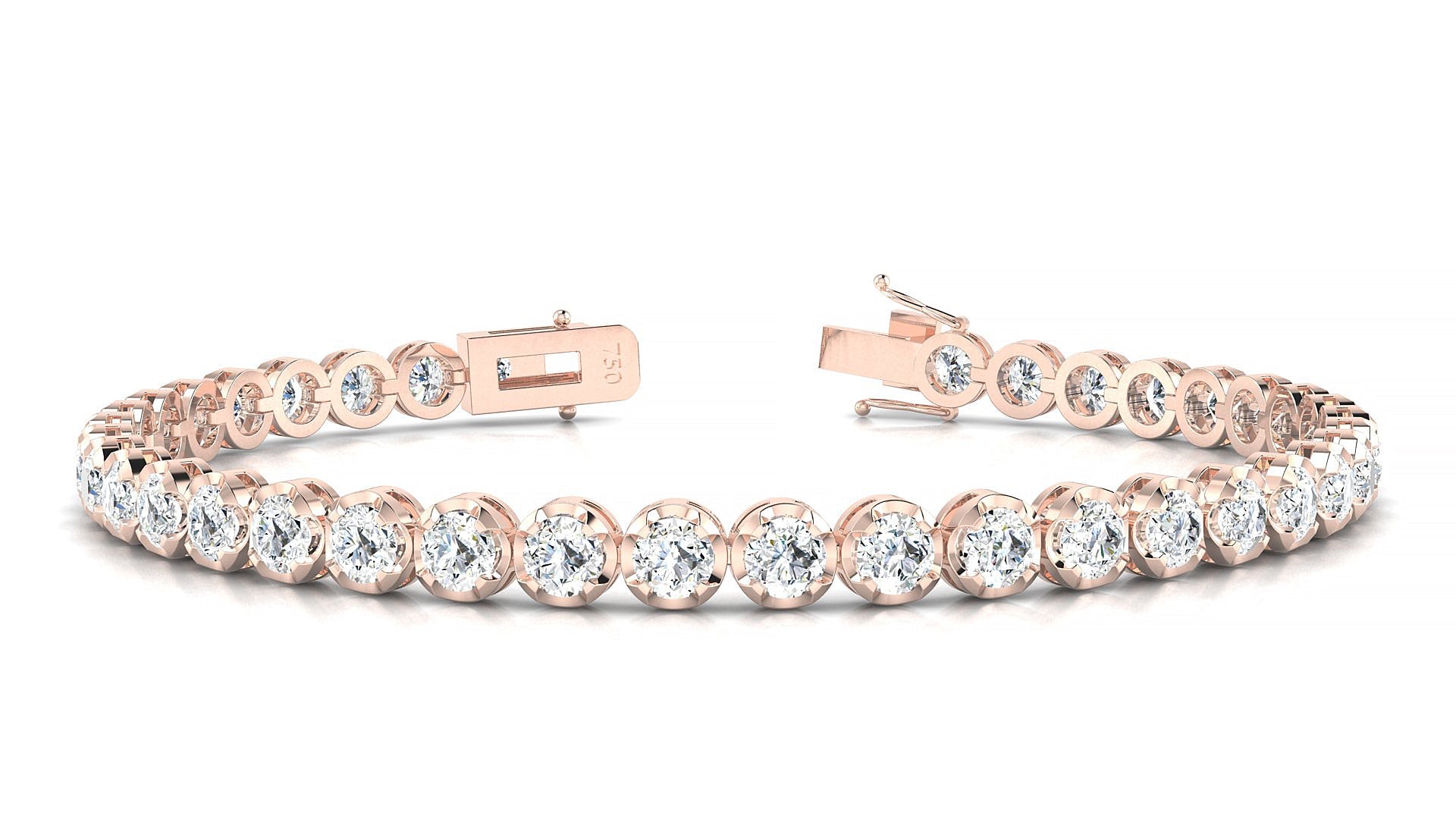 Bengal | 18k Rose Gold 3.4 mm Round Natural Diamond Tennis Bracelet